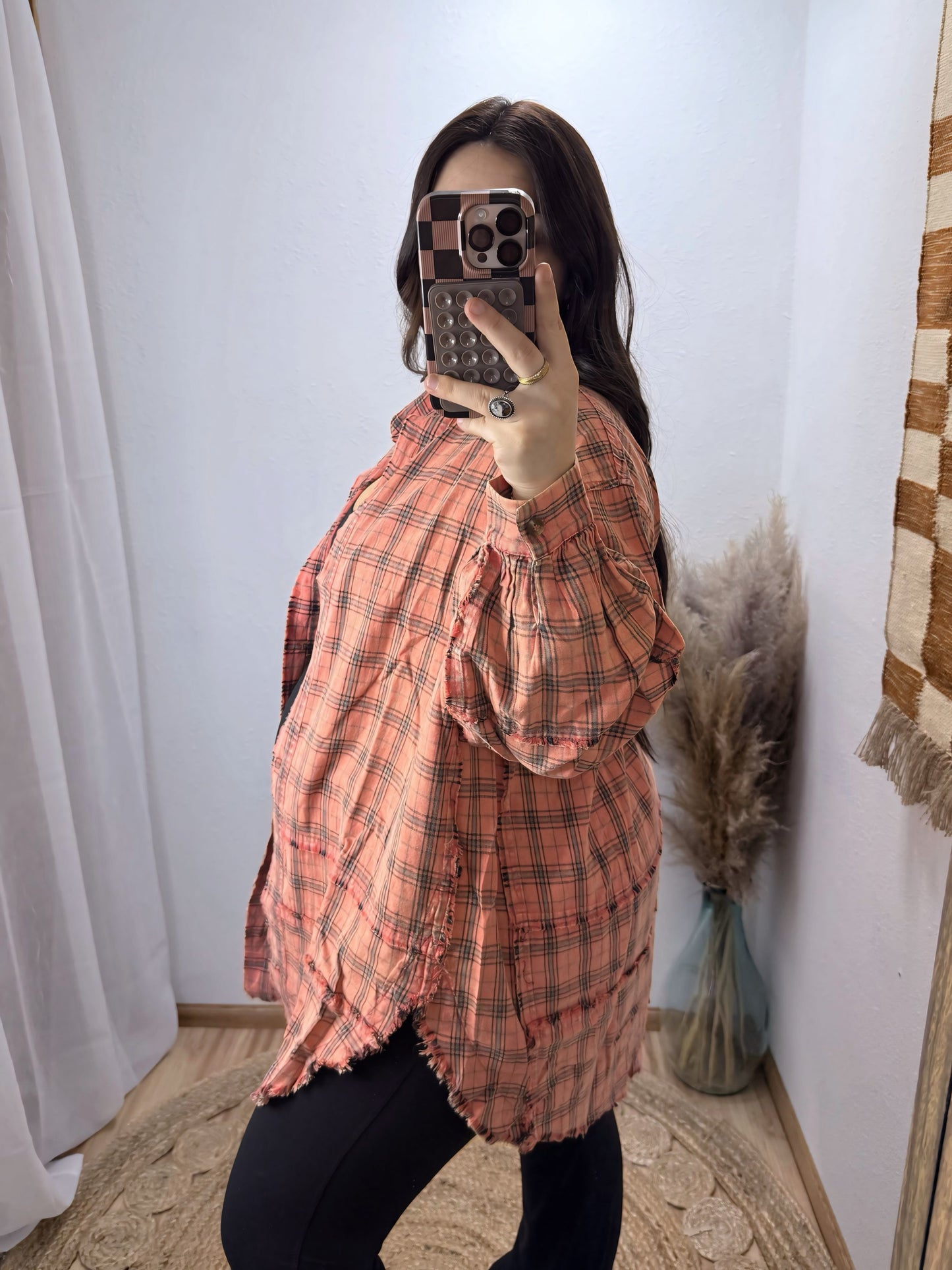 Coral Cream Vintage Flannel
