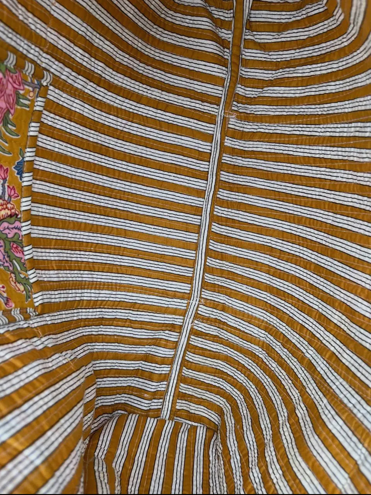 Mustard Boho Floral Quilted Bag