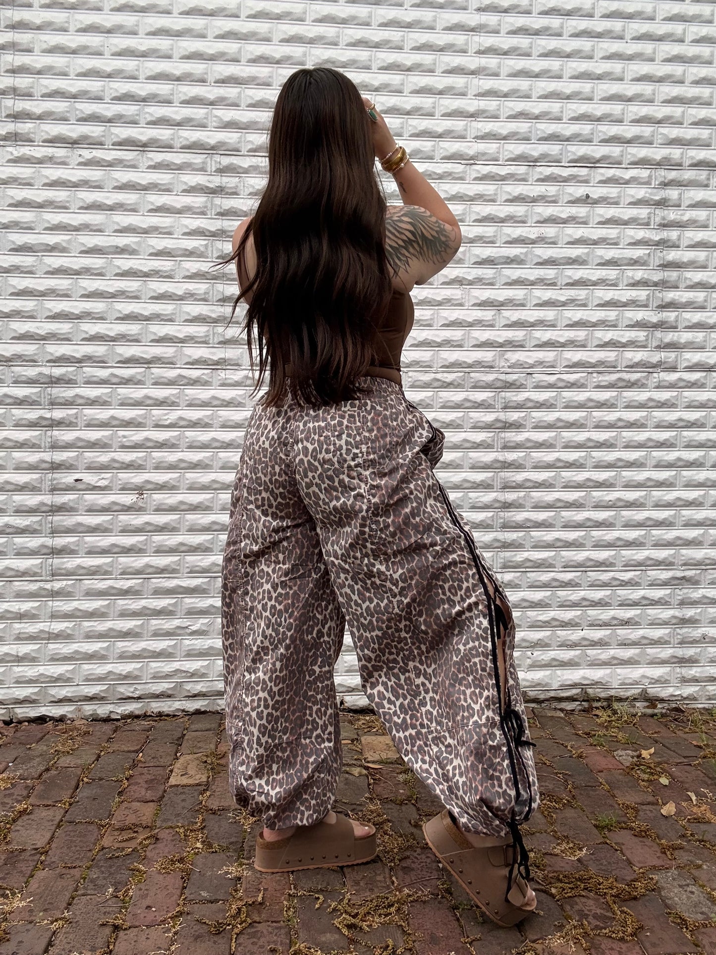 Faded Leopard Bow Tie Joggers