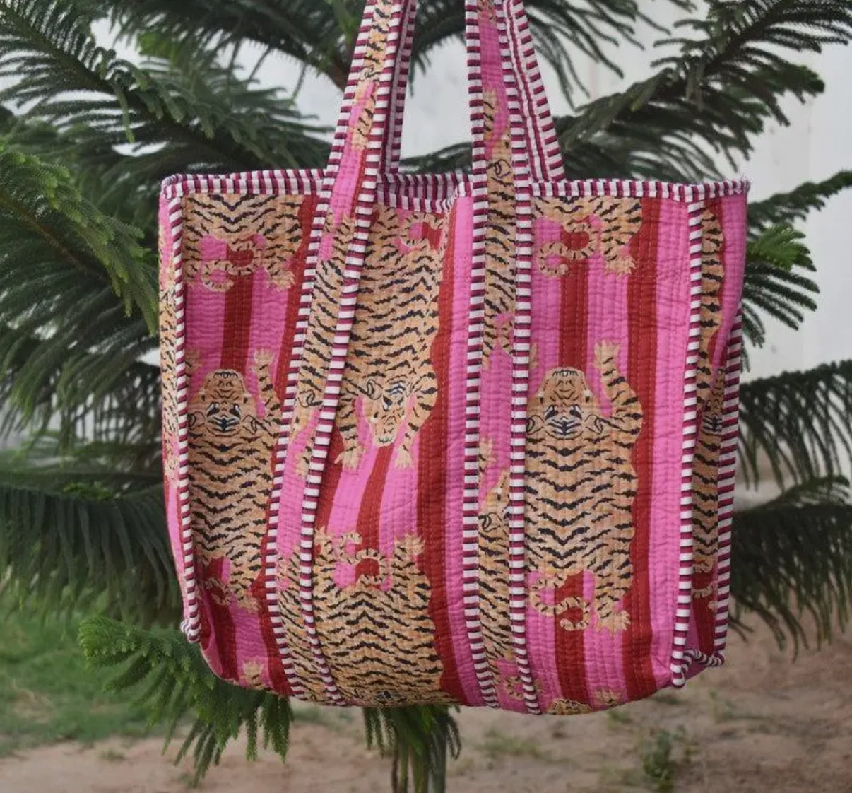 Pink Tiger Quilted Bag