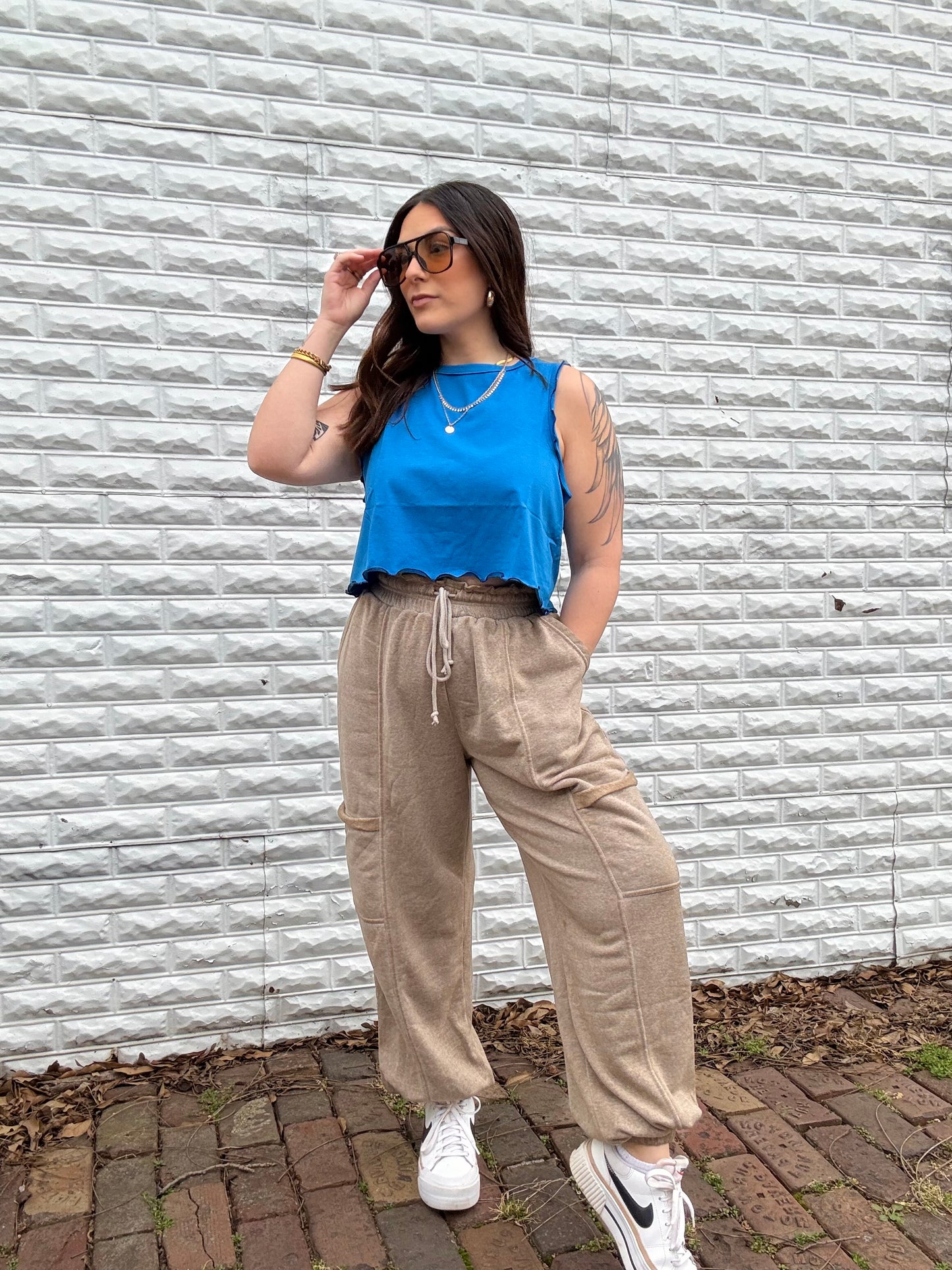 French Blue Lettuce Edge Tank | S-3X