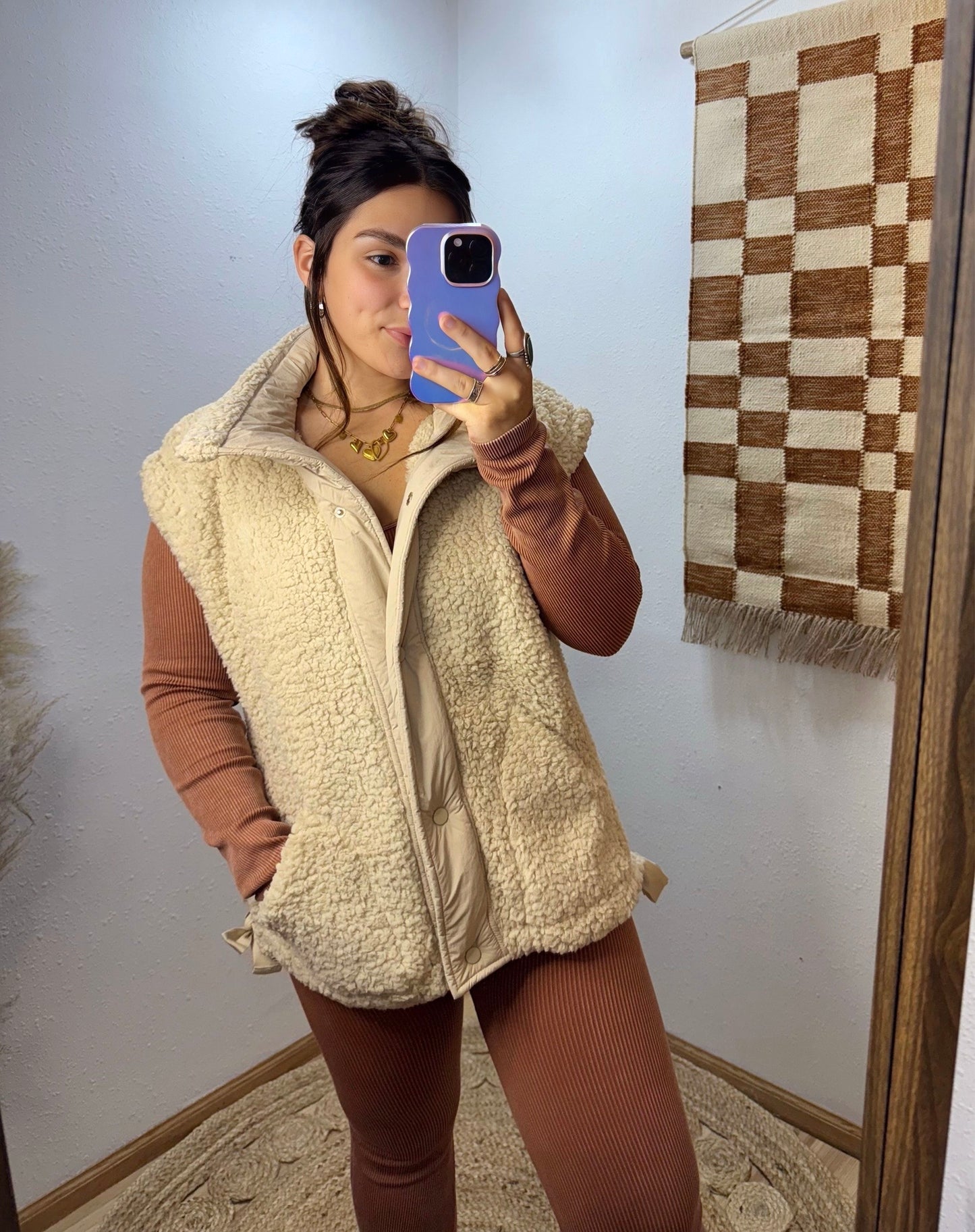 Beige Teddy Sherpa Vest