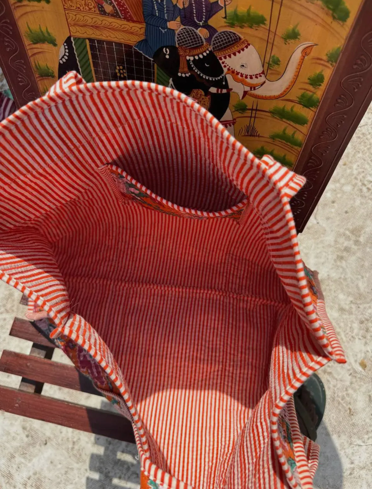 Orange Floral Quilted Bag