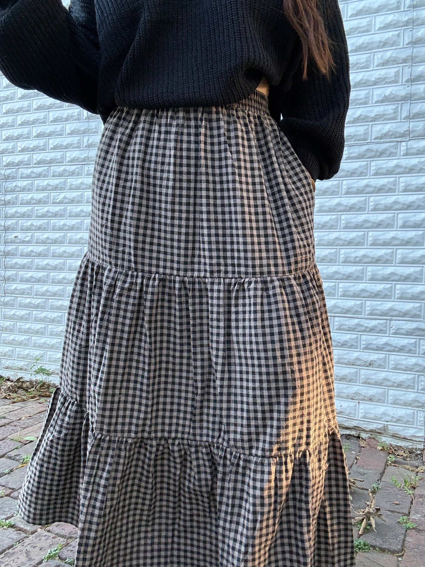 Salem Nights Gingham Midi Skirt