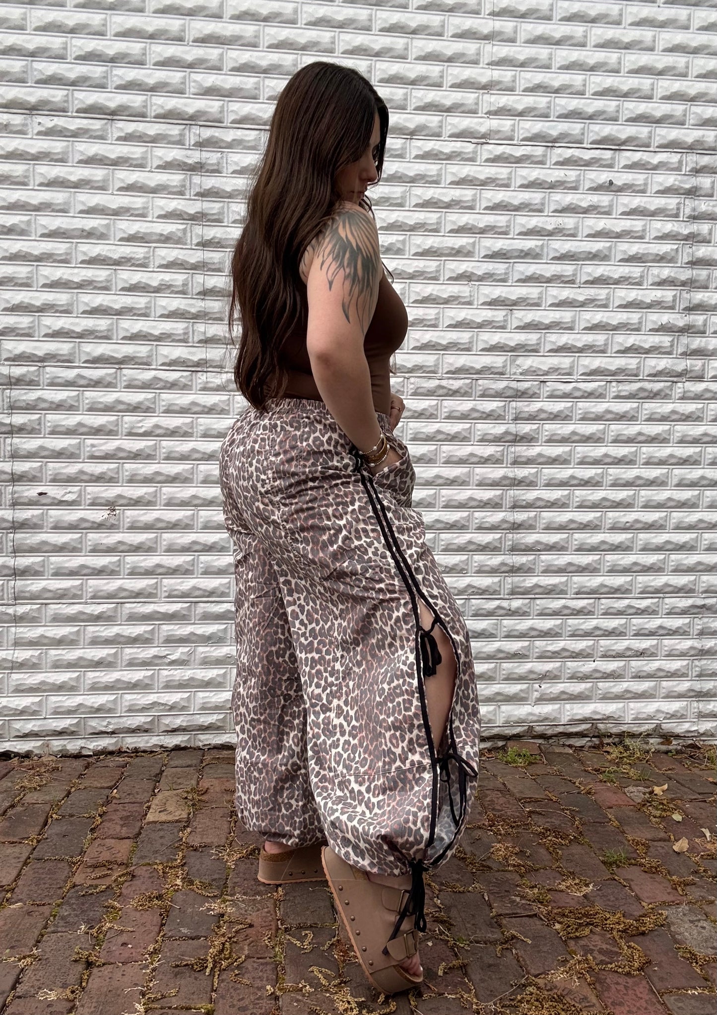 Faded Leopard Bow Tie Joggers