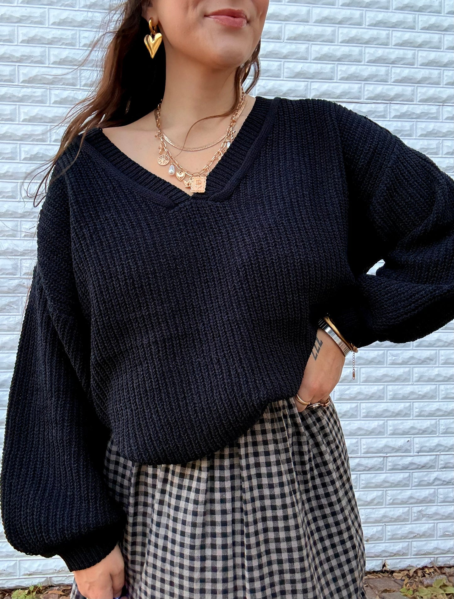 Off The Shoulder Black Sweater