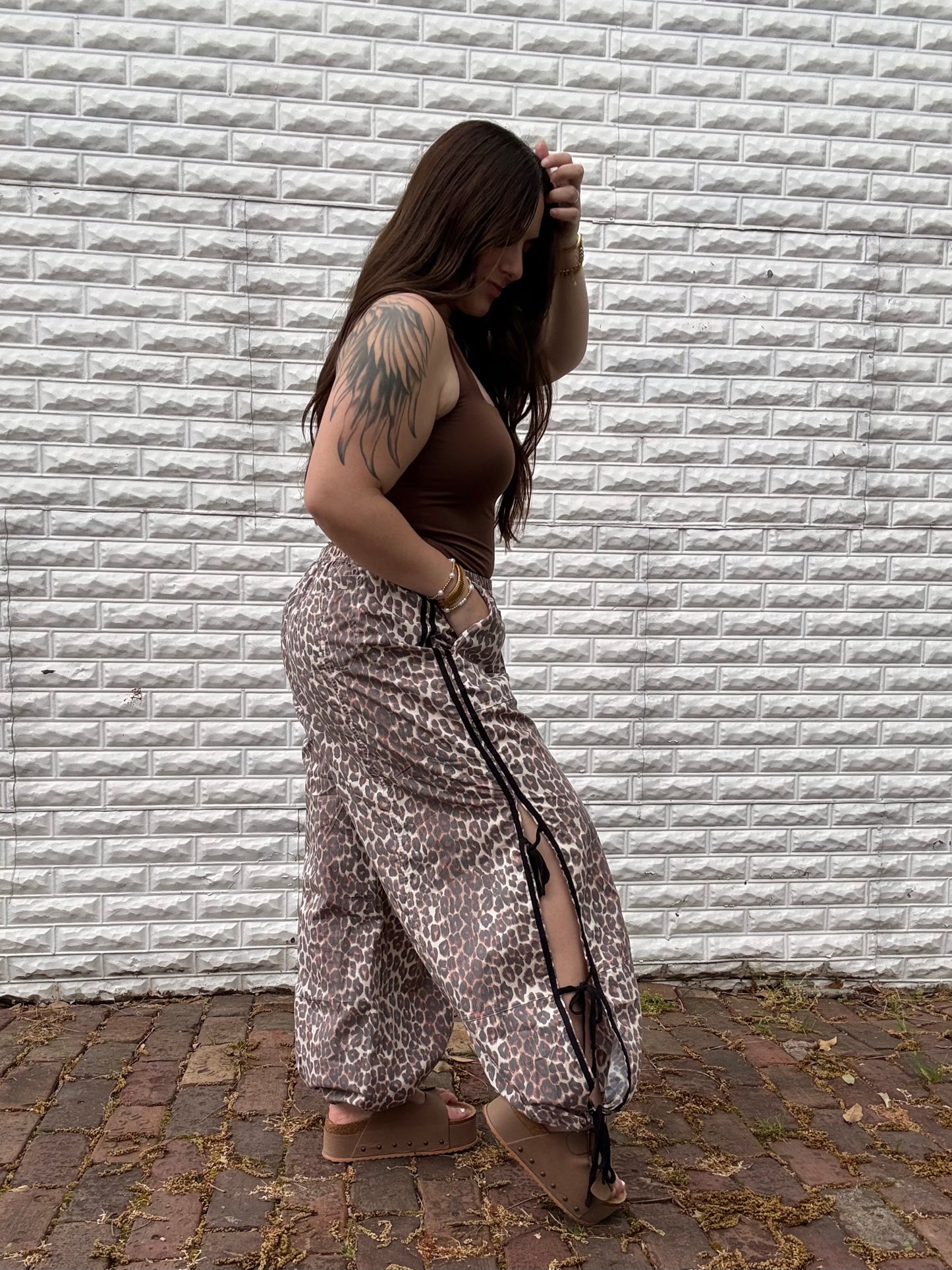 Faded Leopard Bow Tie Joggers