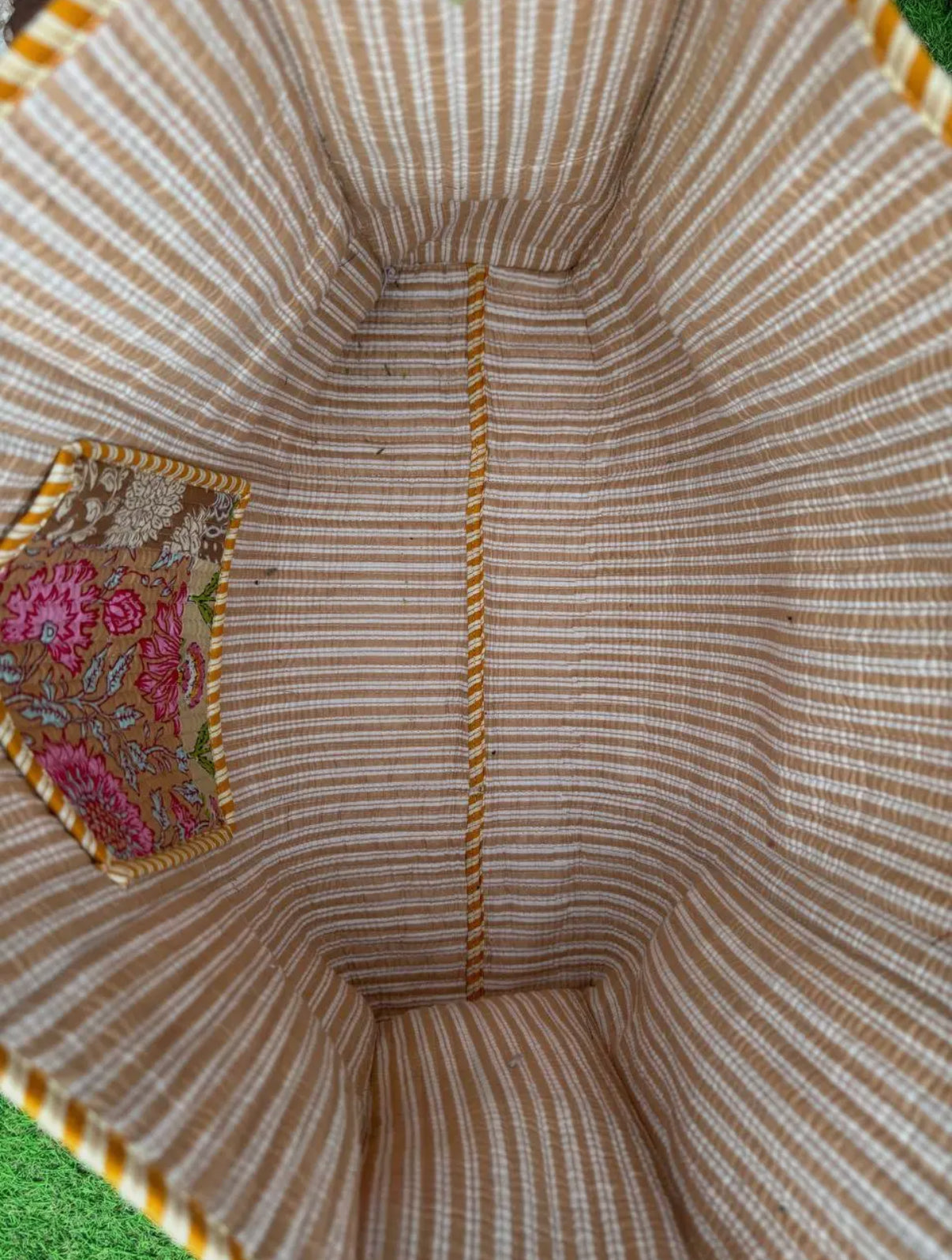 Beige Boho Floral Quilted Bag