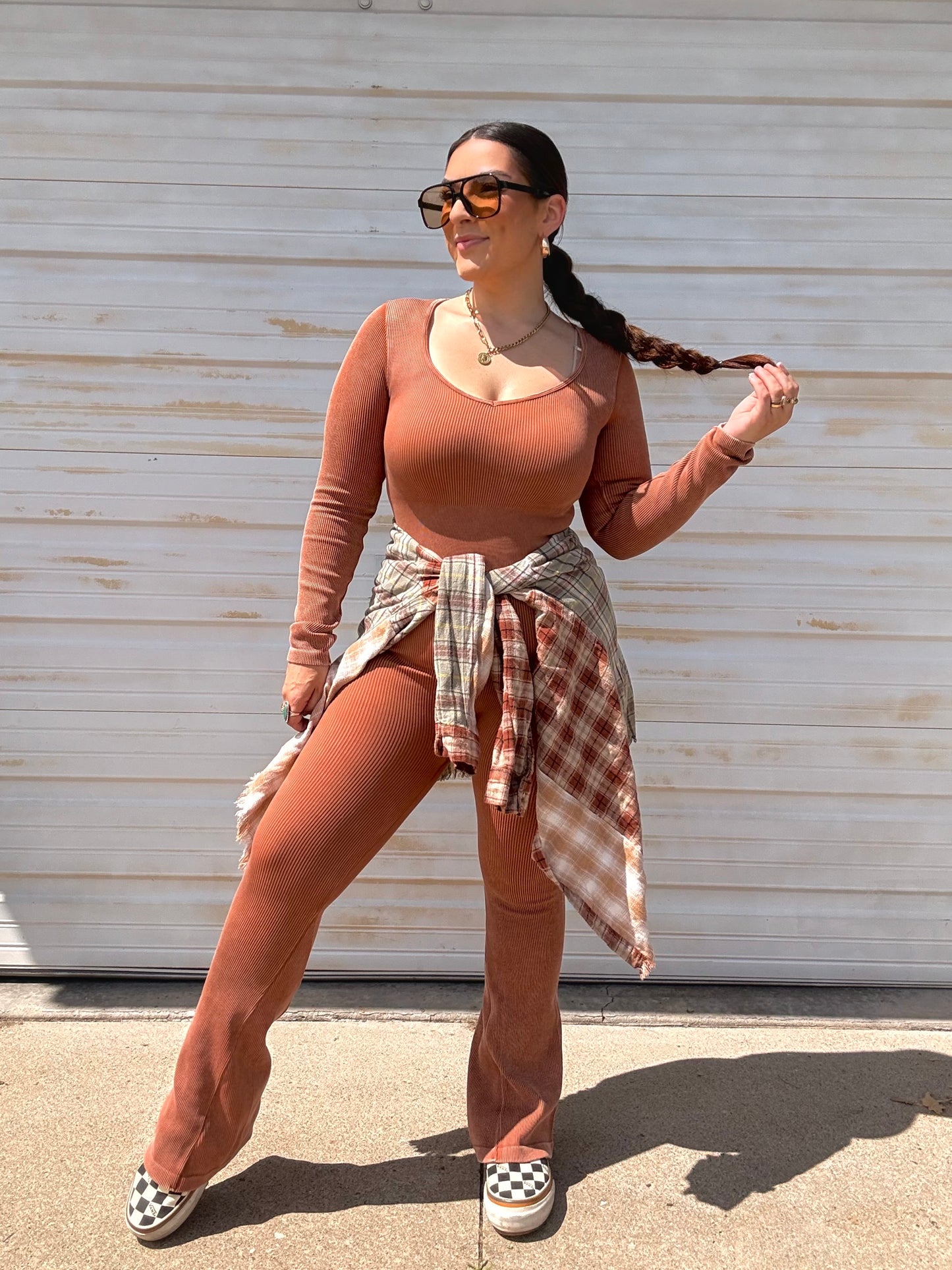 Running Around Ribbed Jumpsuit : Gingerbread