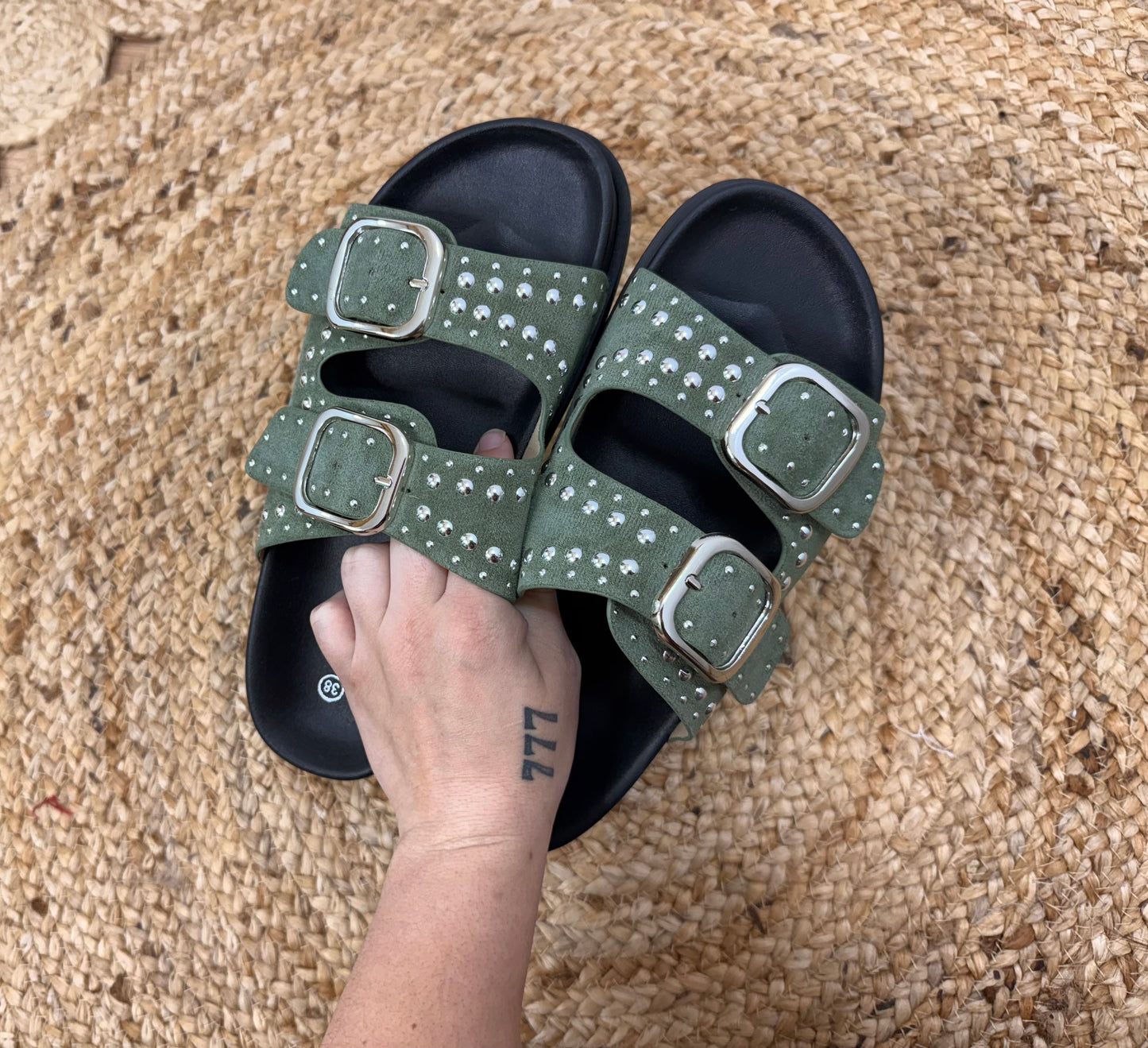 Verde Stud Buckle Sandals