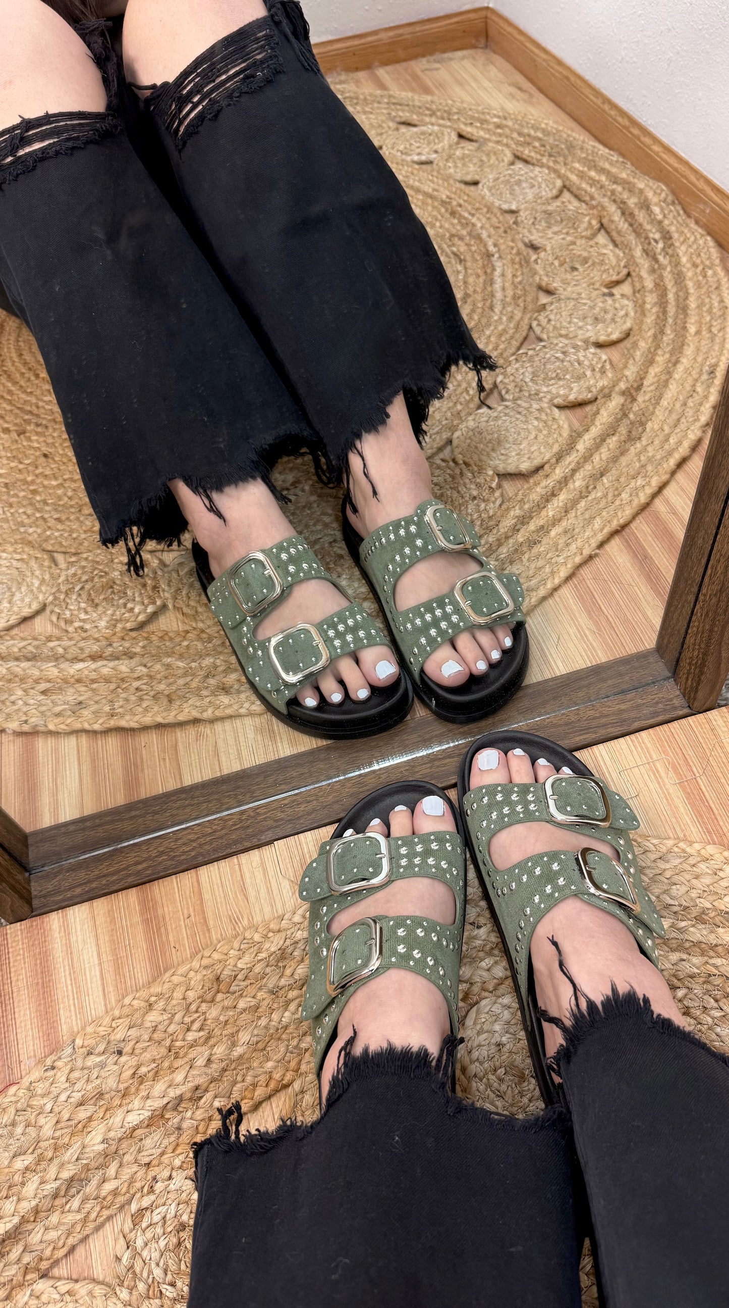 Verde Stud Buckle Sandals