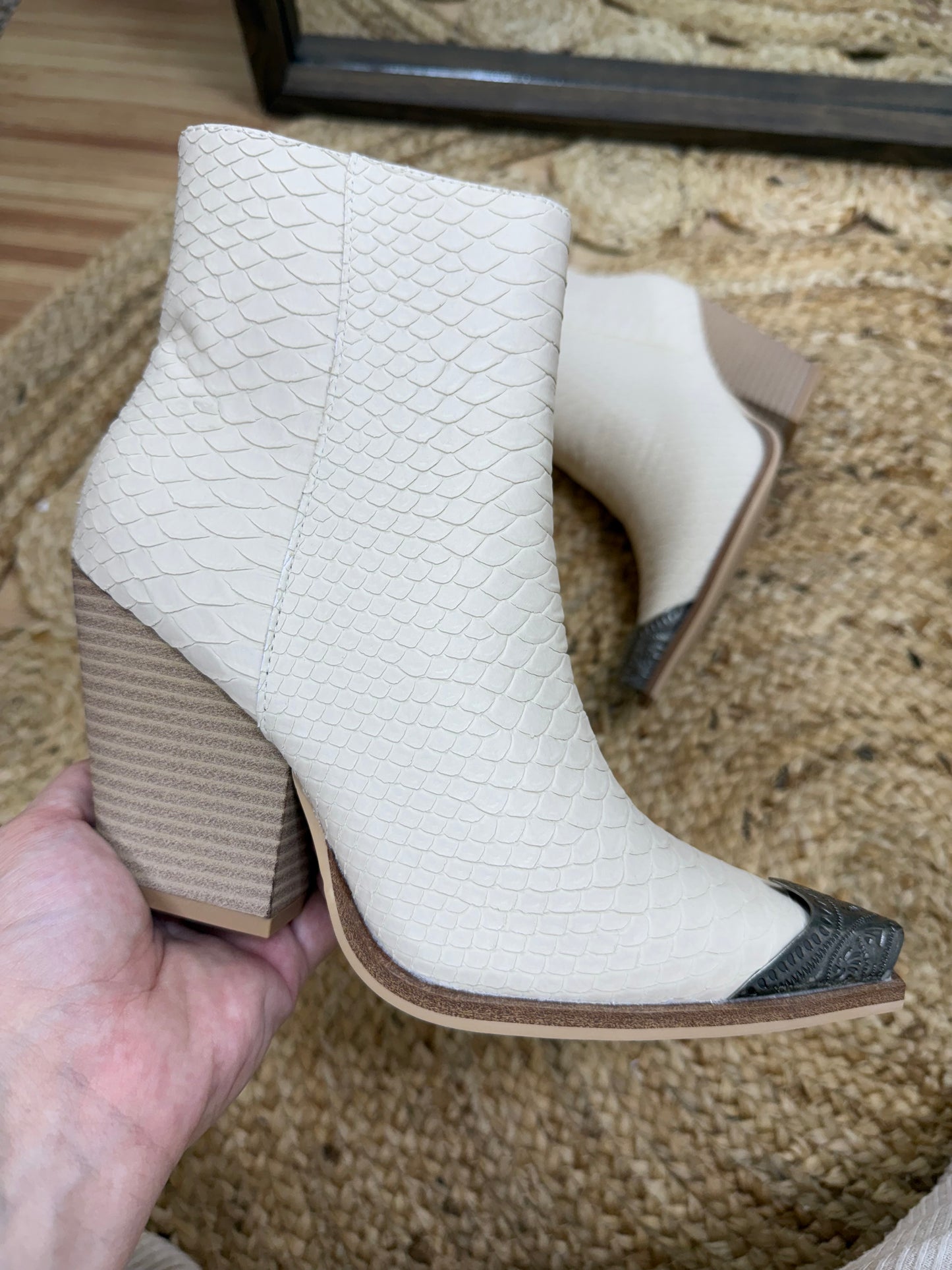 Zion Snakeskin Ivory Boots