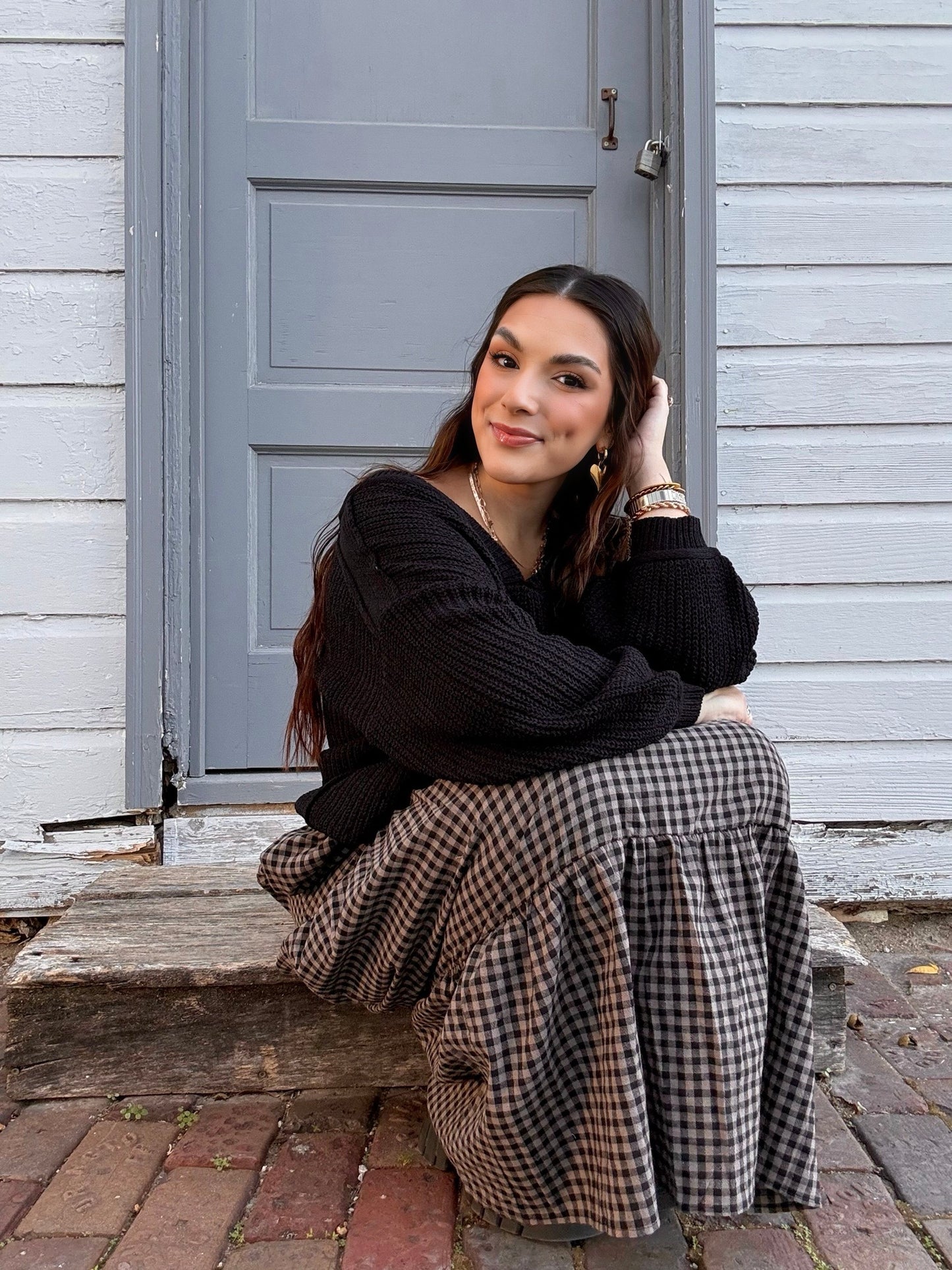 Salem Nights Gingham Midi Skirt