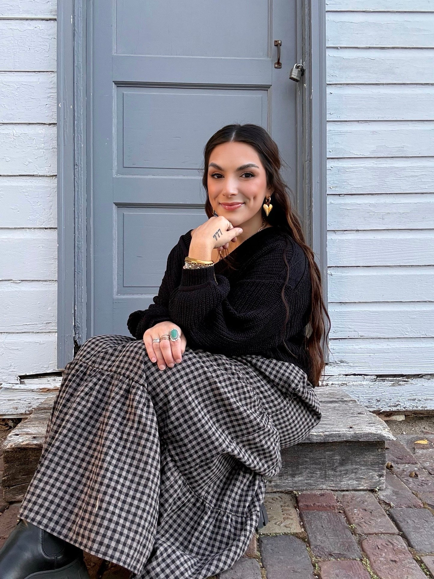 Salem Nights Gingham Midi Skirt