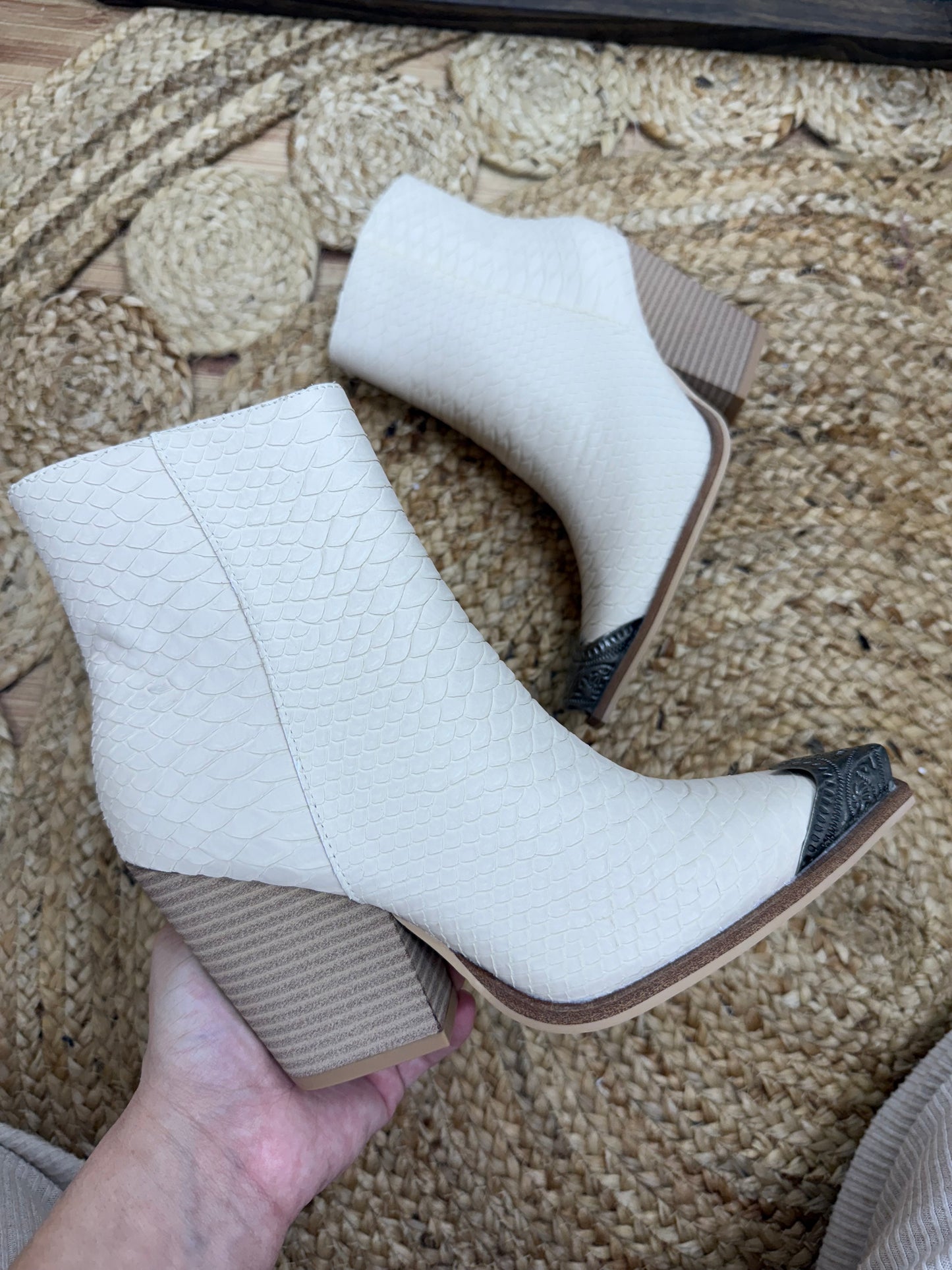 Zion Snakeskin Ivory Boots
