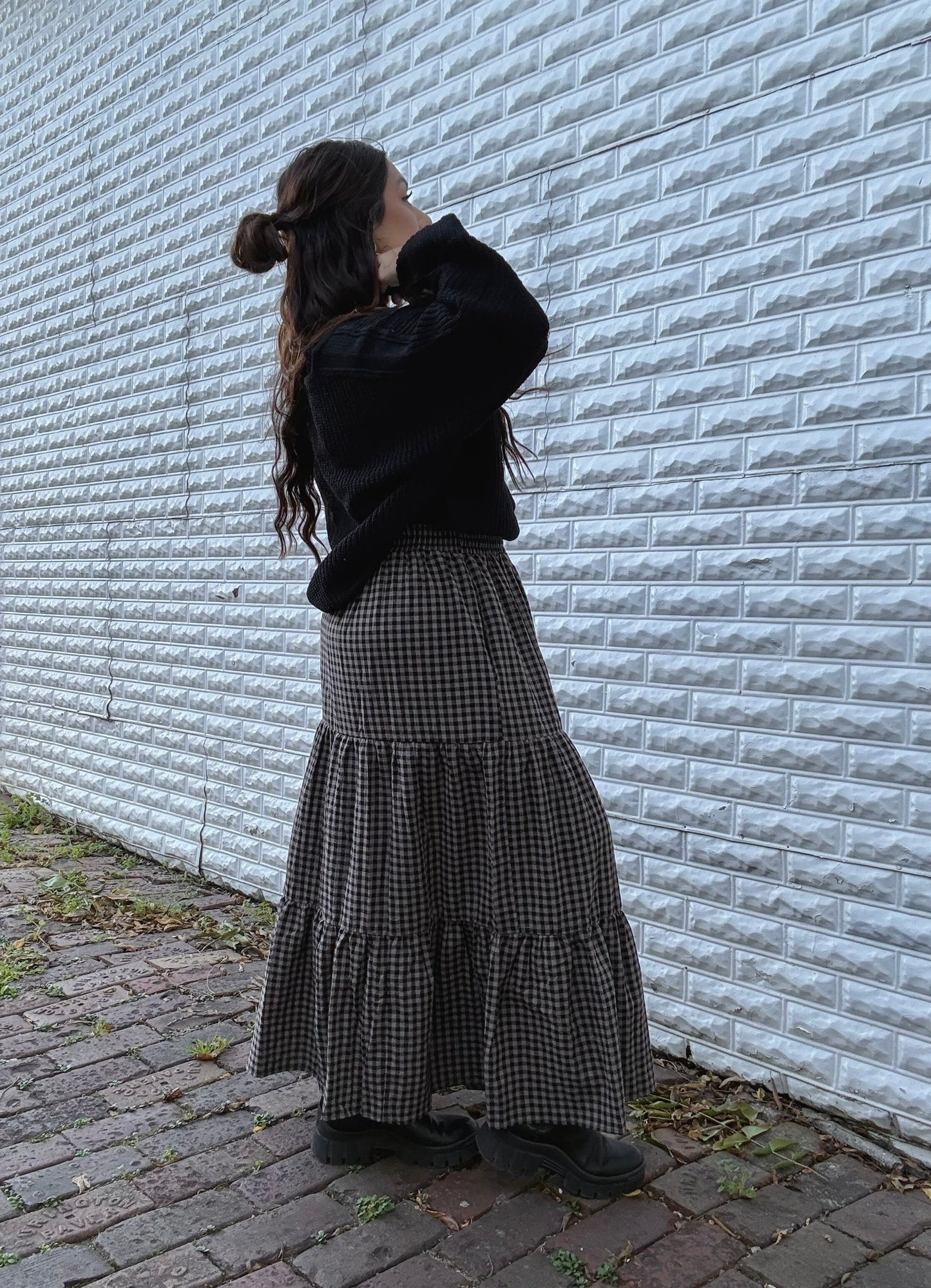 Salem Nights Gingham Midi Skirt