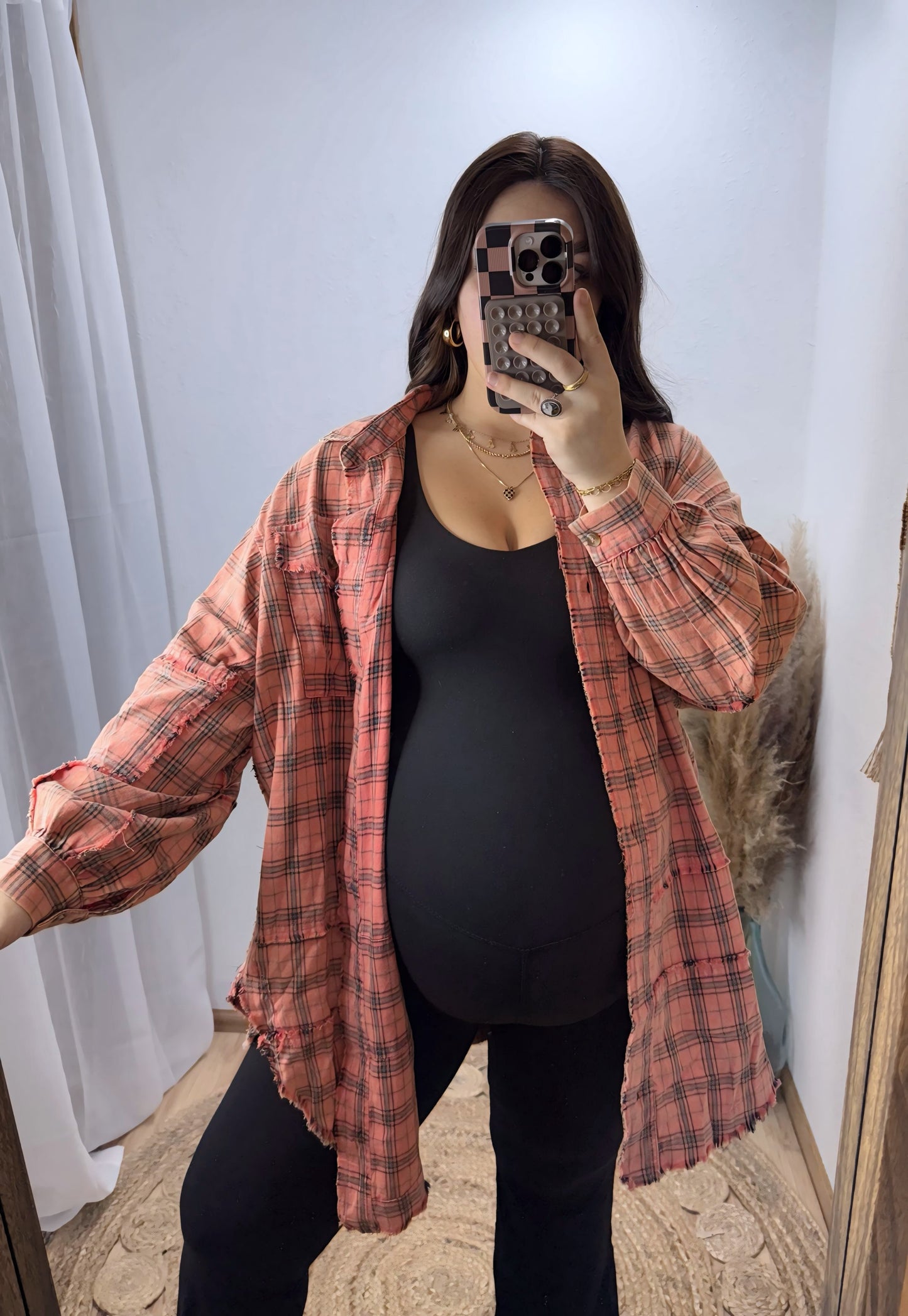 Coral Cream Vintage Flannel