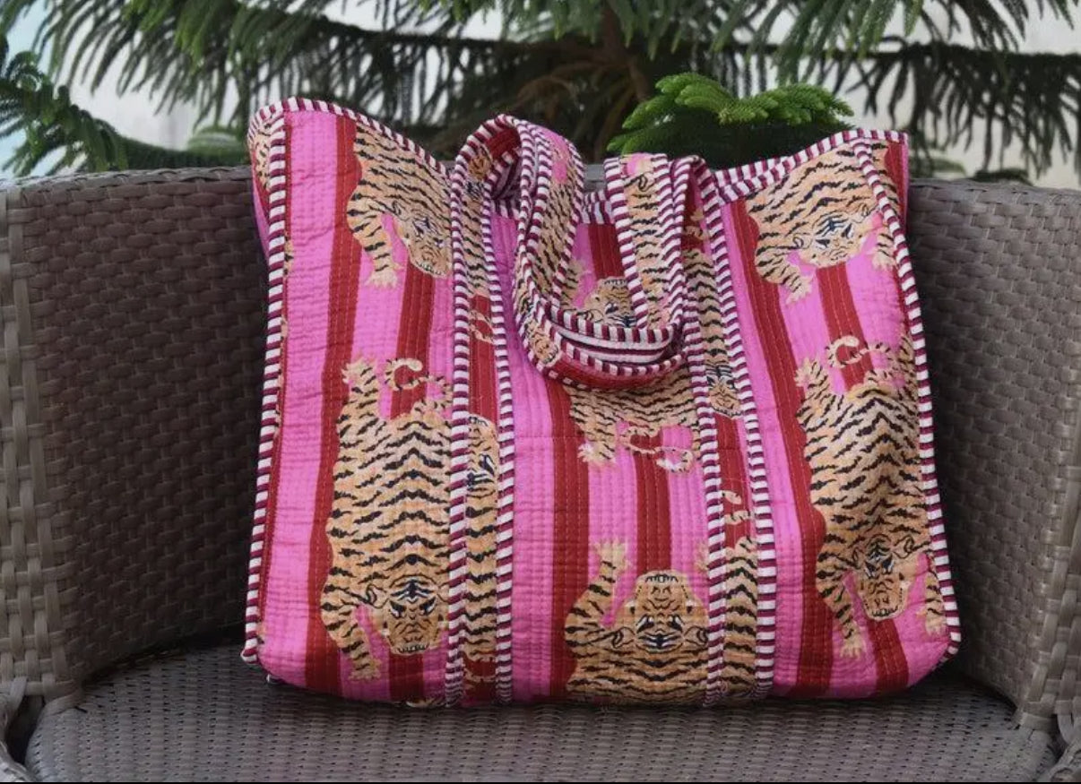 Pink Tiger Quilted Bag