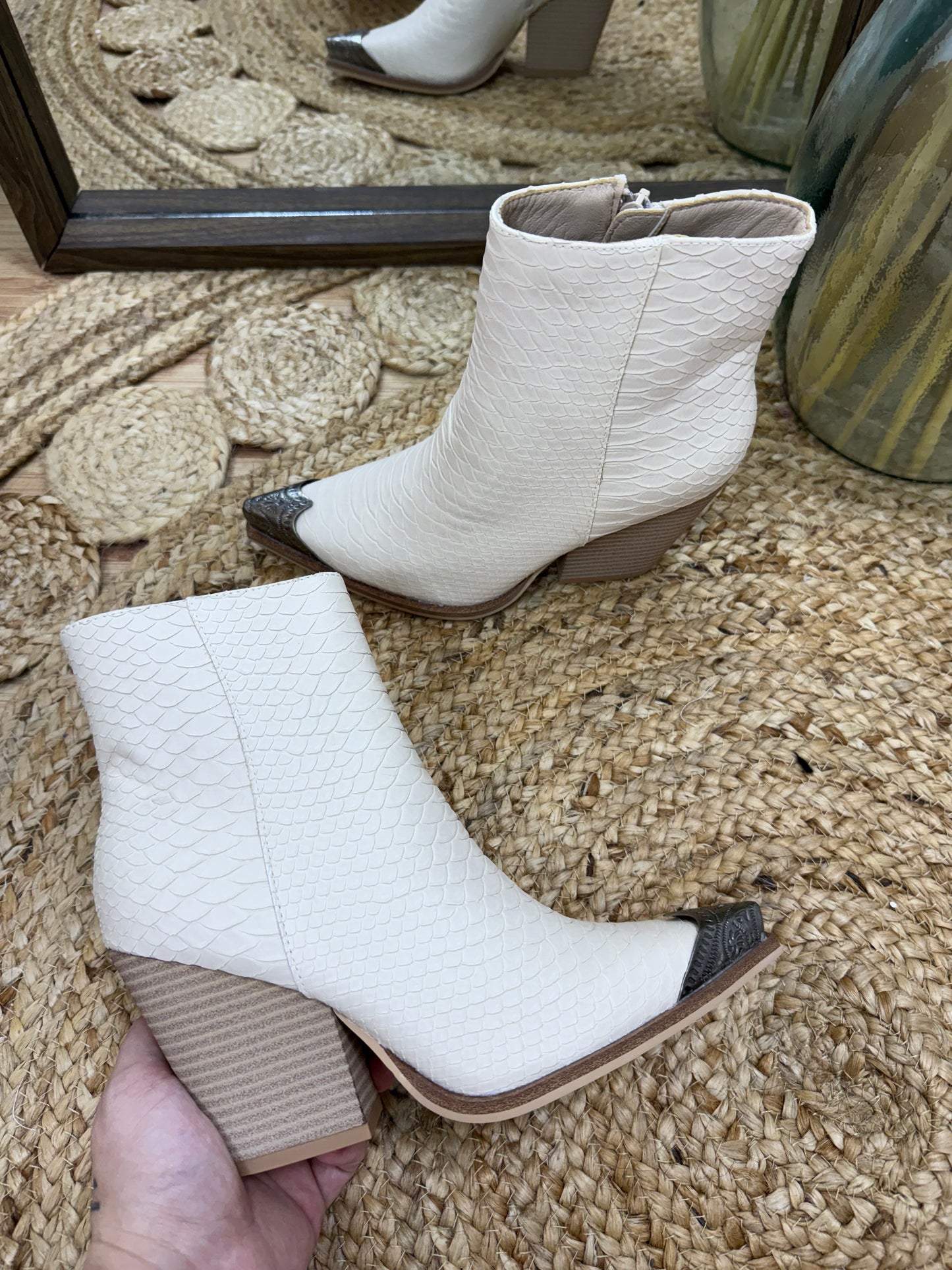 Zion Snakeskin Ivory Boots