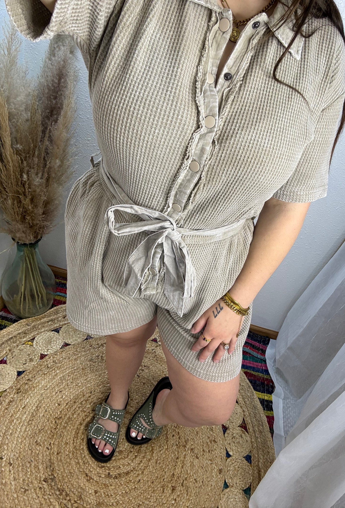 Sunday Mornings Waffleknit Romper