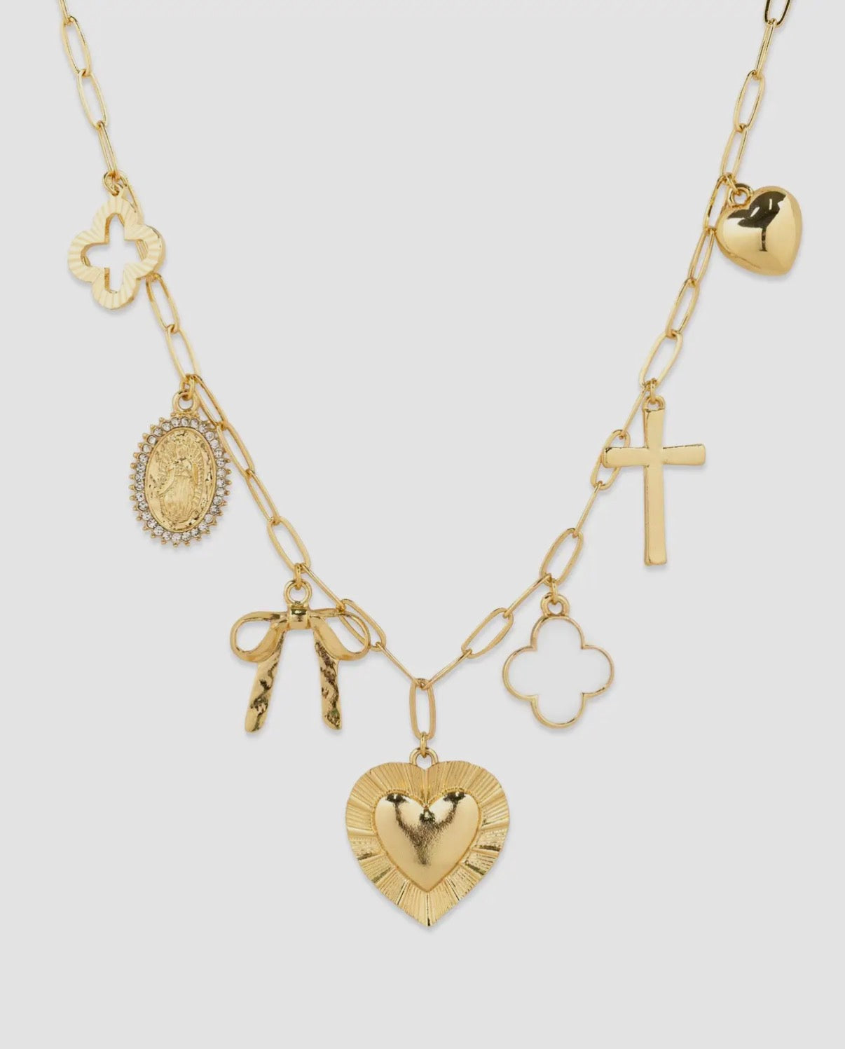 Heart Ribbon Charm Necklace