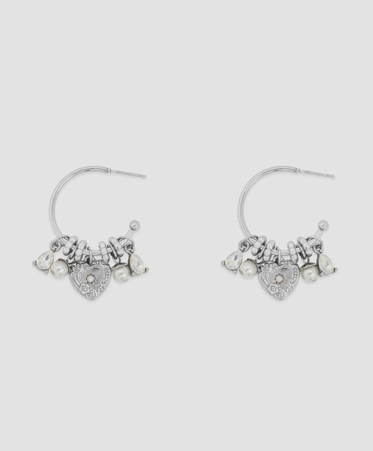 Heartstruck Rondelle Hoop Earrings : Silver