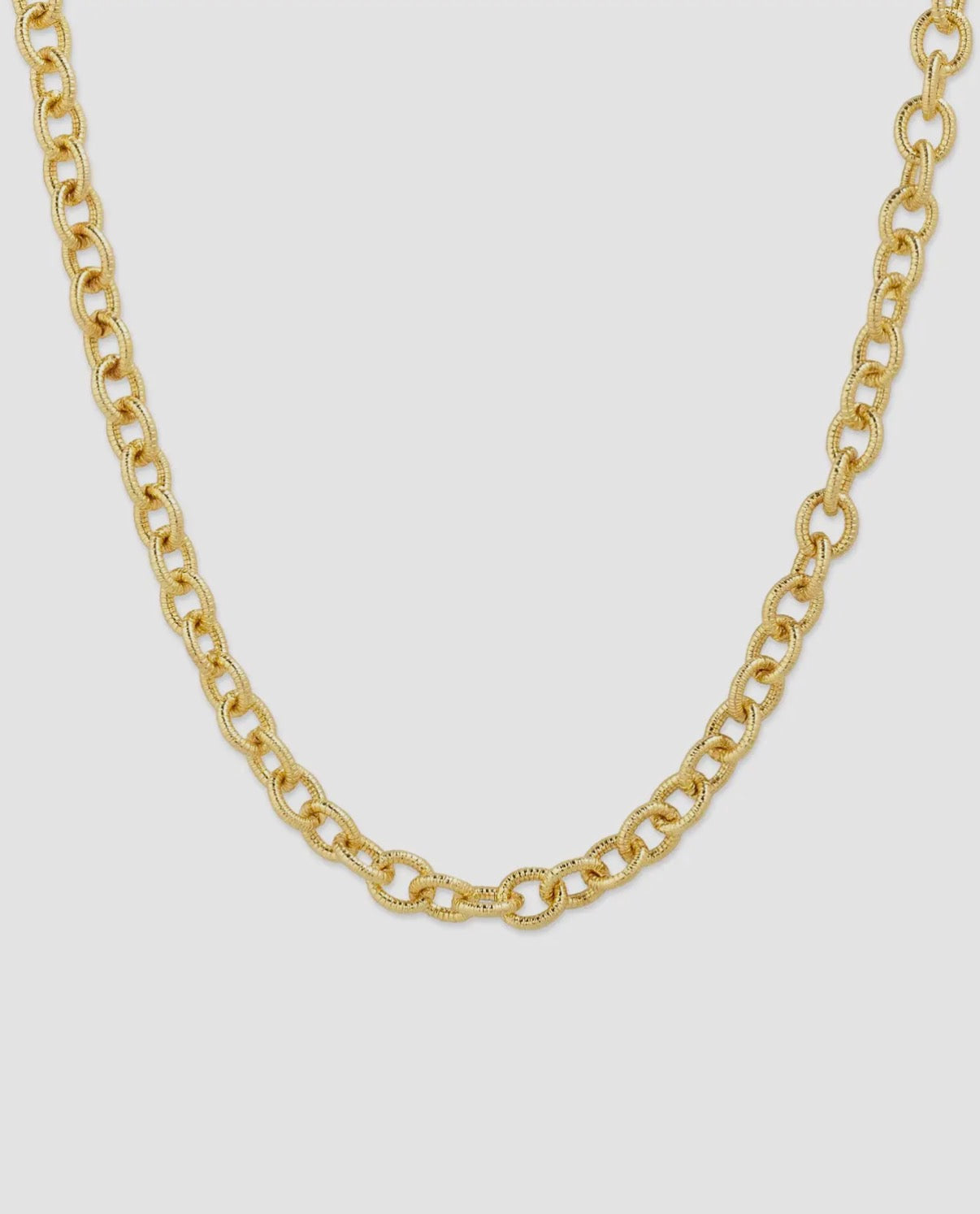 Gold Textured Oval Link Necklace