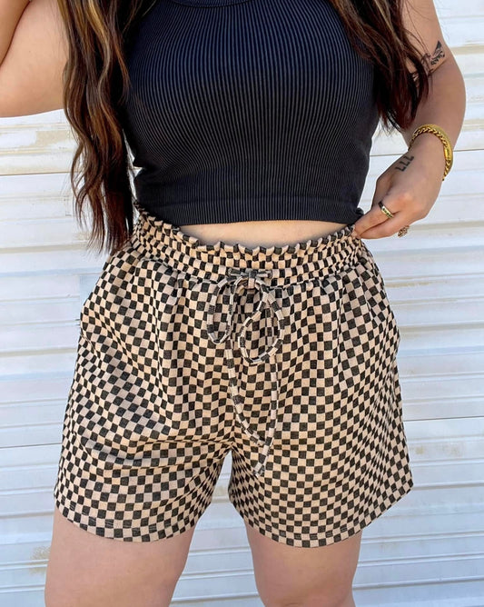 Chandler Mocha Checkered Shorts