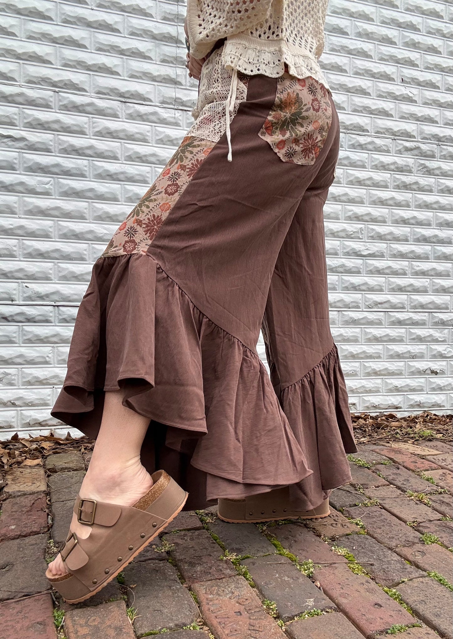 Patchwork Boho Ruffle Pants