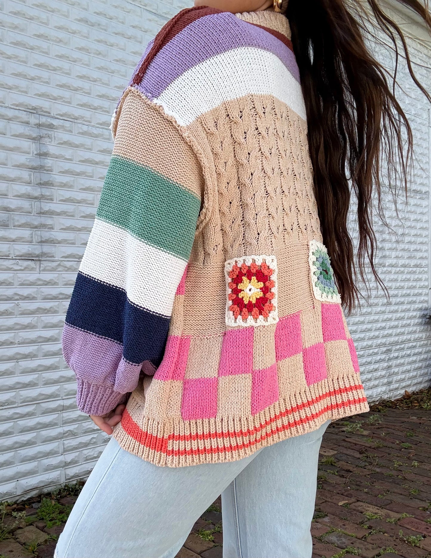 POL Granny Patch Knit Cardigan