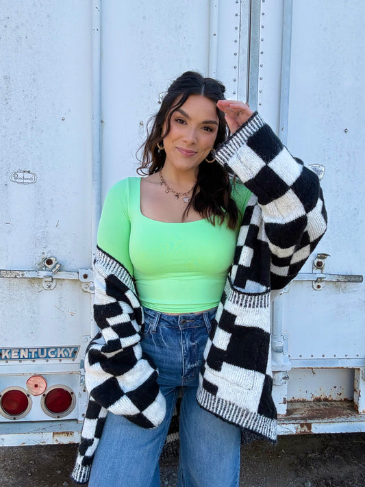 BiBi Checkered Cardi