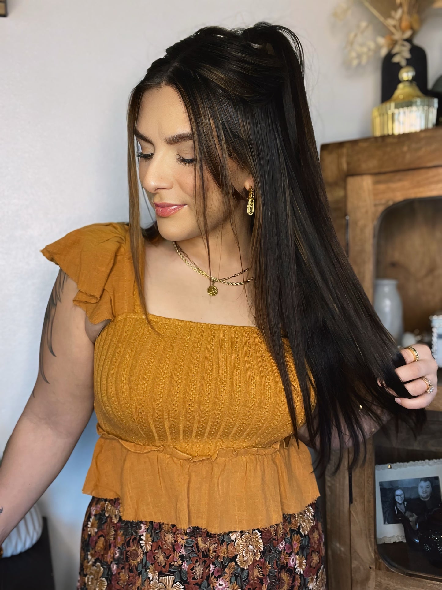 Golden Summer Peplum Top