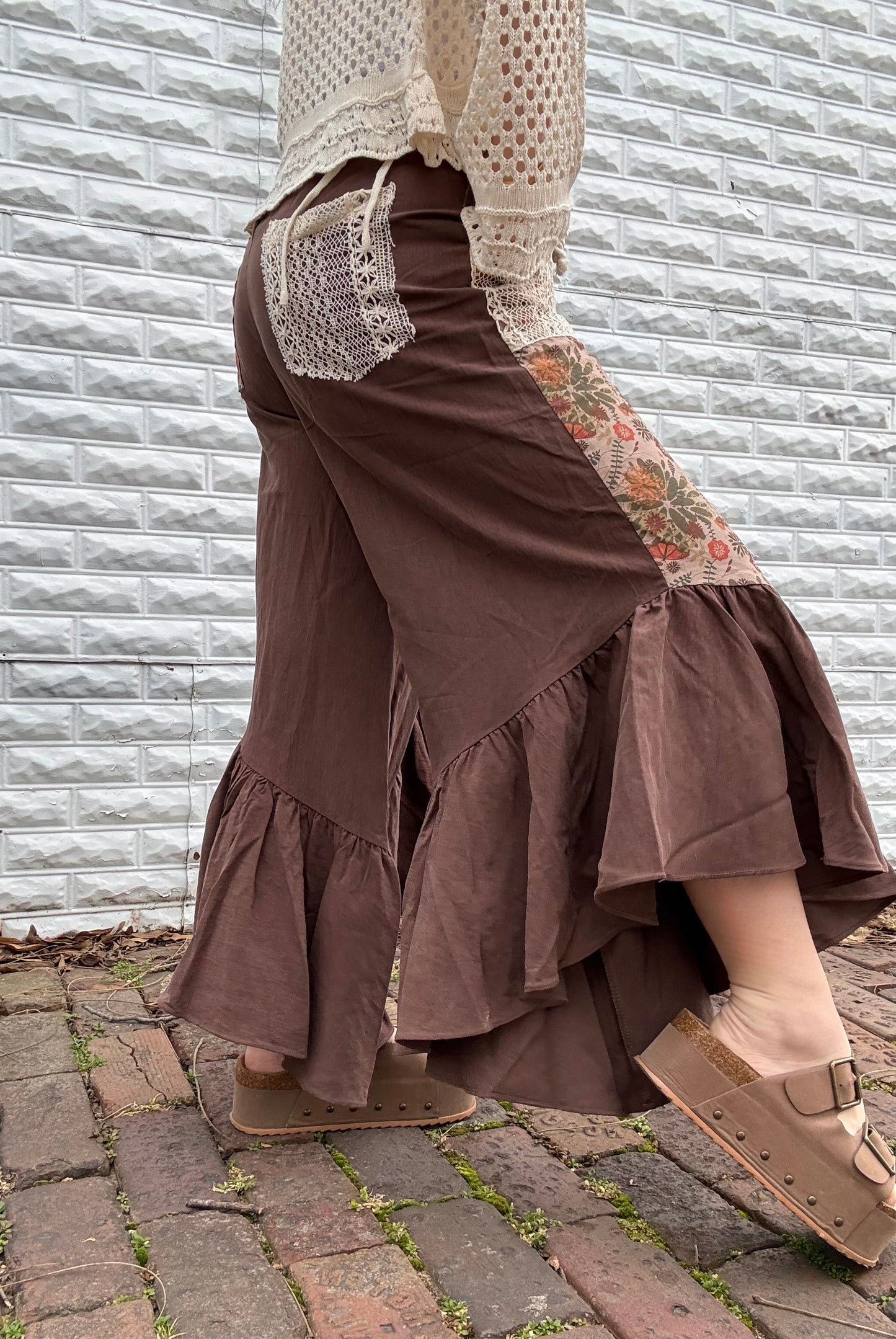 Patchwork Boho Ruffle Pants