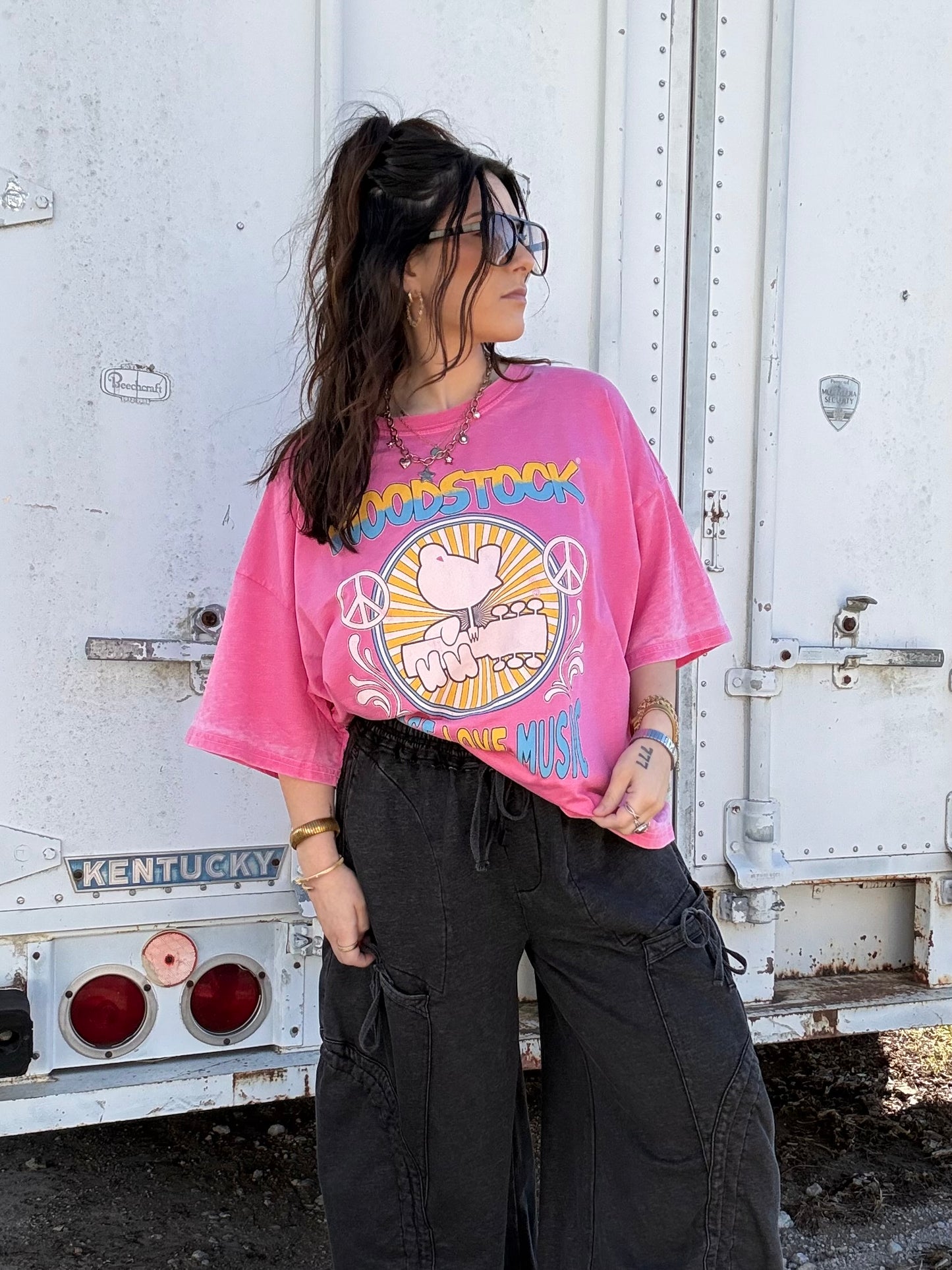 Pink Woodstock Oversized Tee
