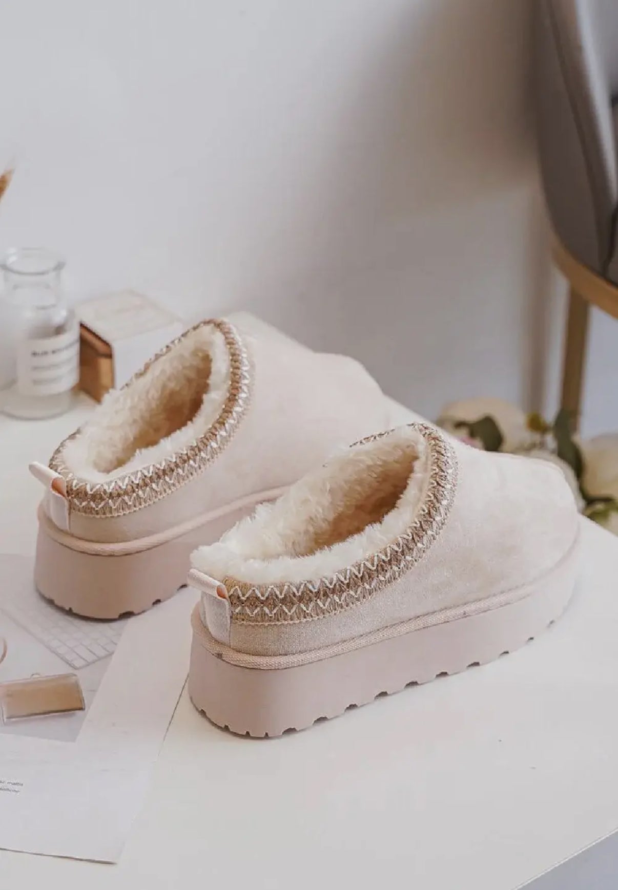 Tazz Platform Slip-Ons: Cream