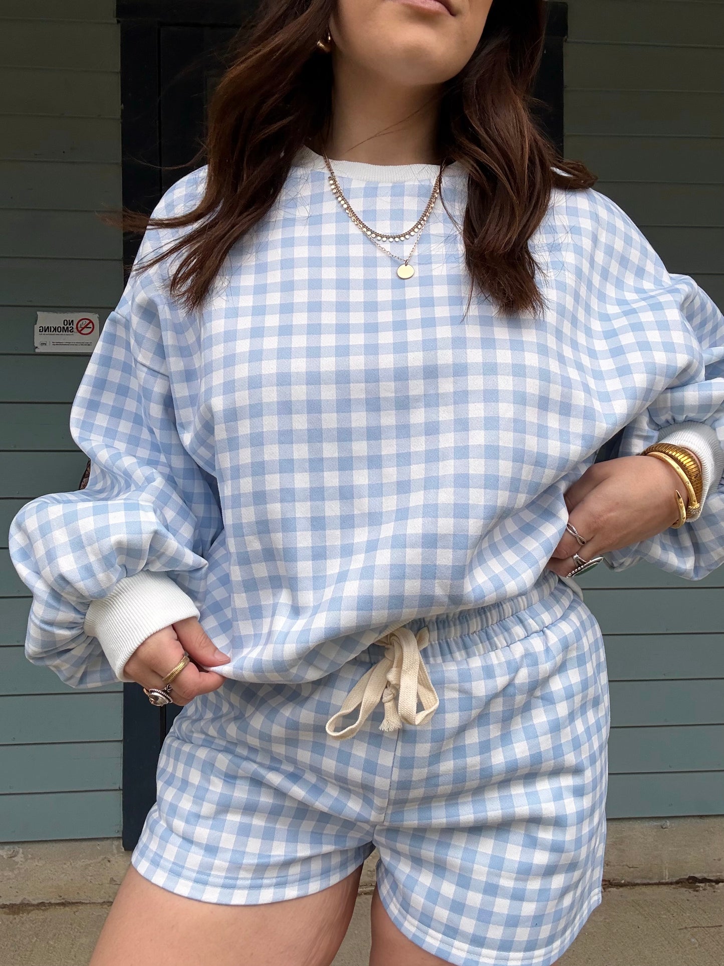 Blue Skies Gingham Lounge Set