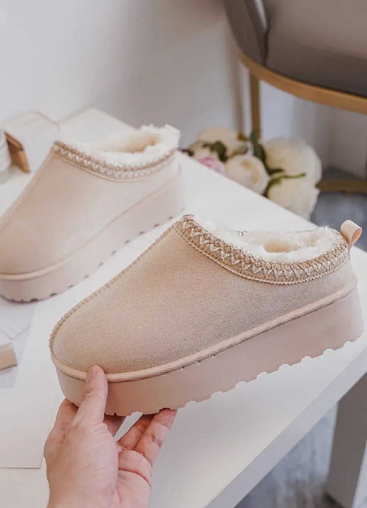 Tazz Platform Slip-Ons: Cream