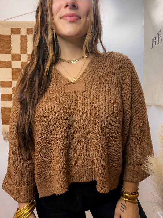 Khloe Oversized Boxy Sweater : Camel