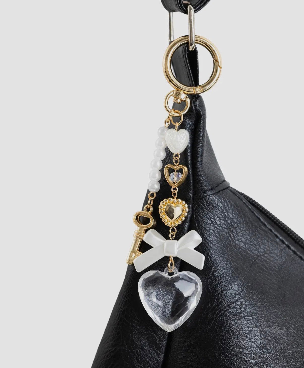 Crystal Heart Pearl Bag Charm