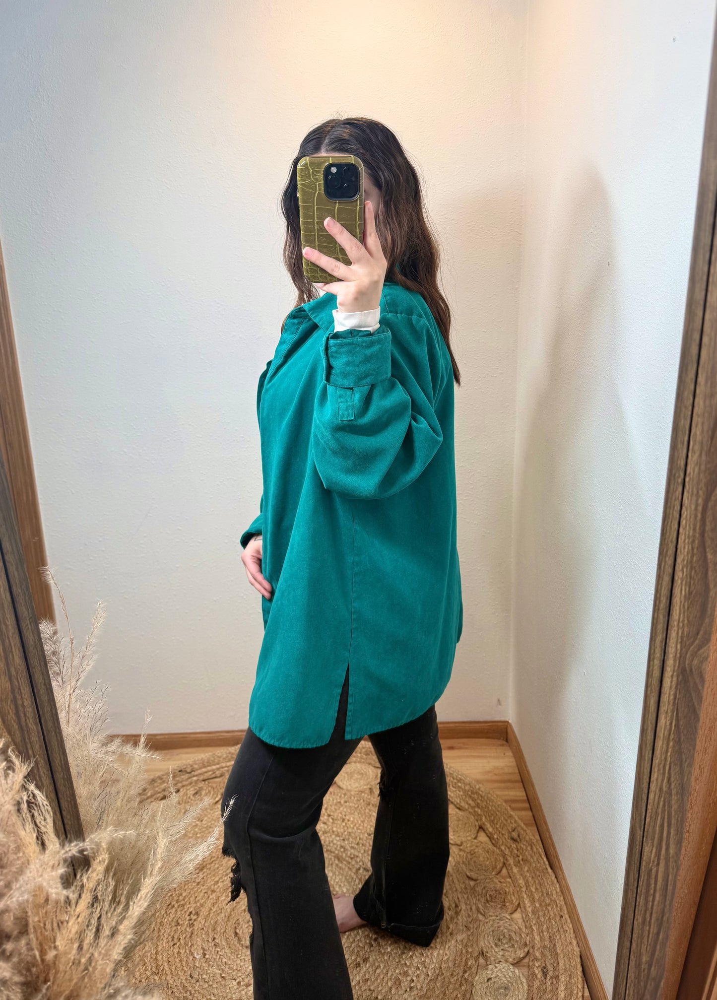 Teal Suede Button Top (3X)