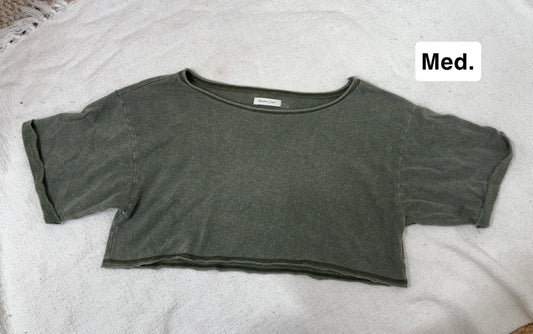 FP DUPE Olive Cropped Boxy Tee - Medium