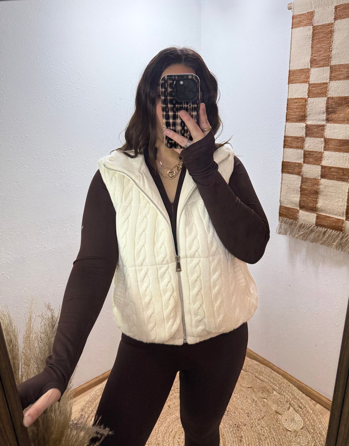 Cable Knit Puffer Vest
