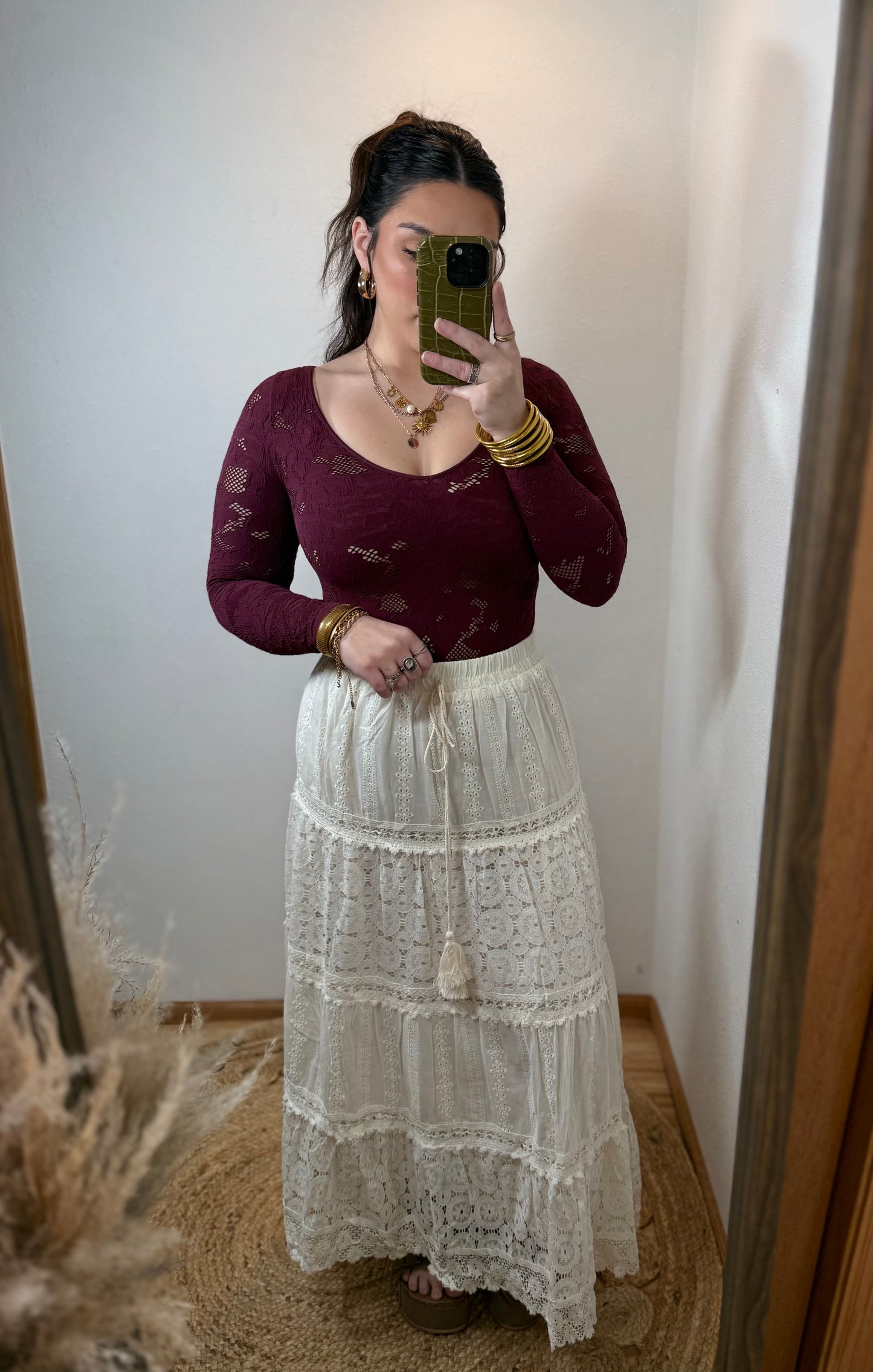 Wisteria Boho Lace Maxi Skirt