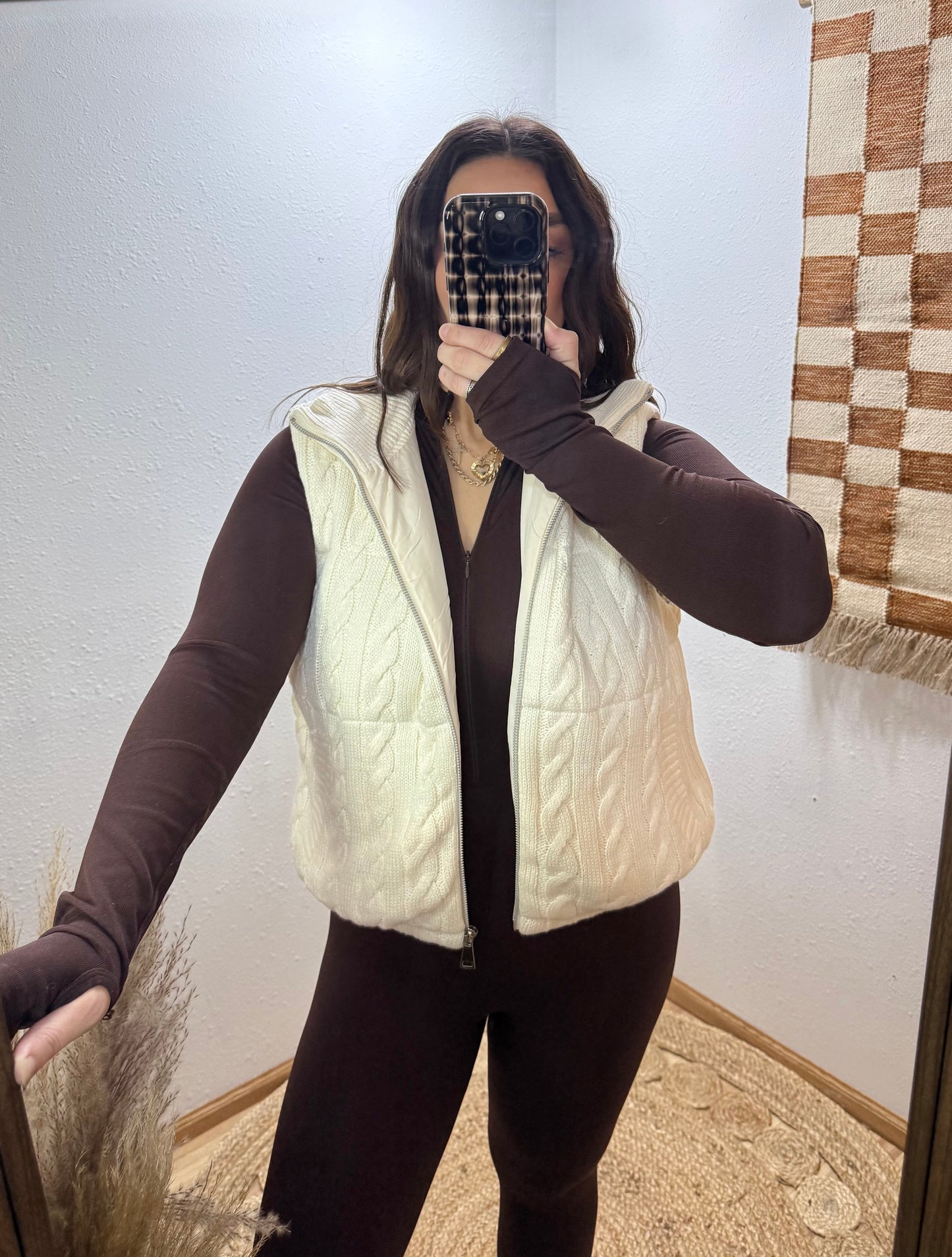 Cable Knit Puffer Vest