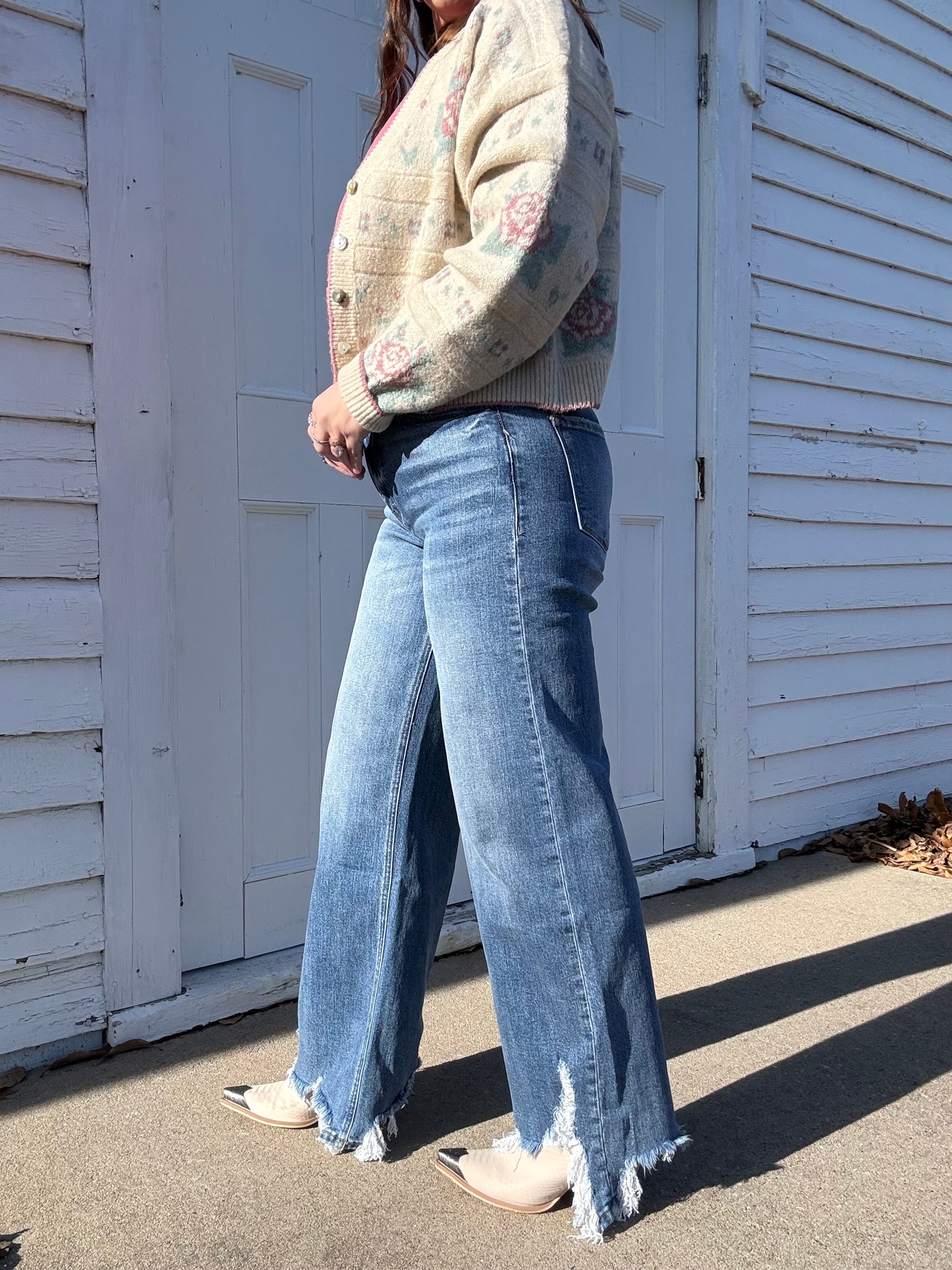 Annie Distressed Hem Denim Jeans