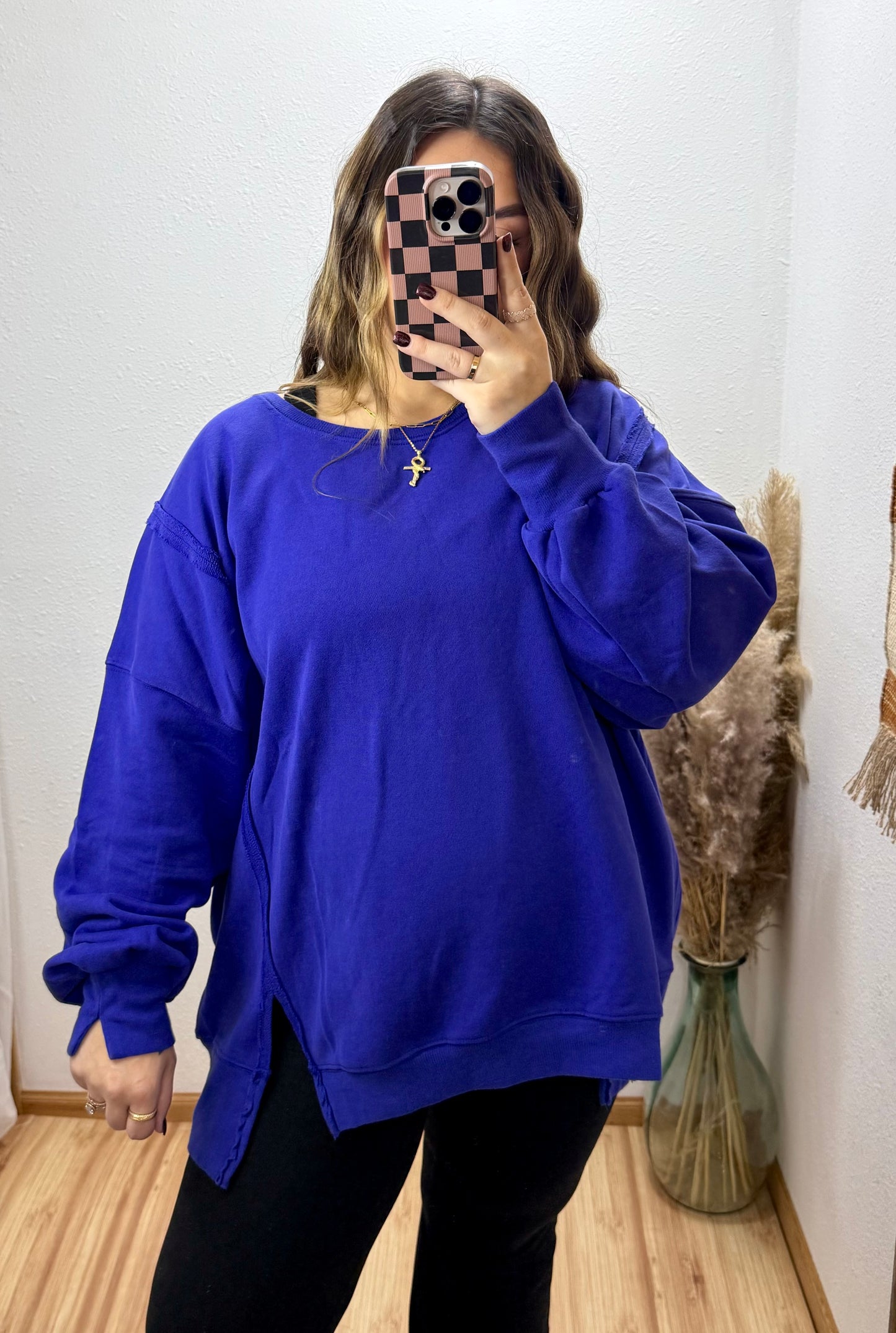 Blueberry Reverse Seam Pullover