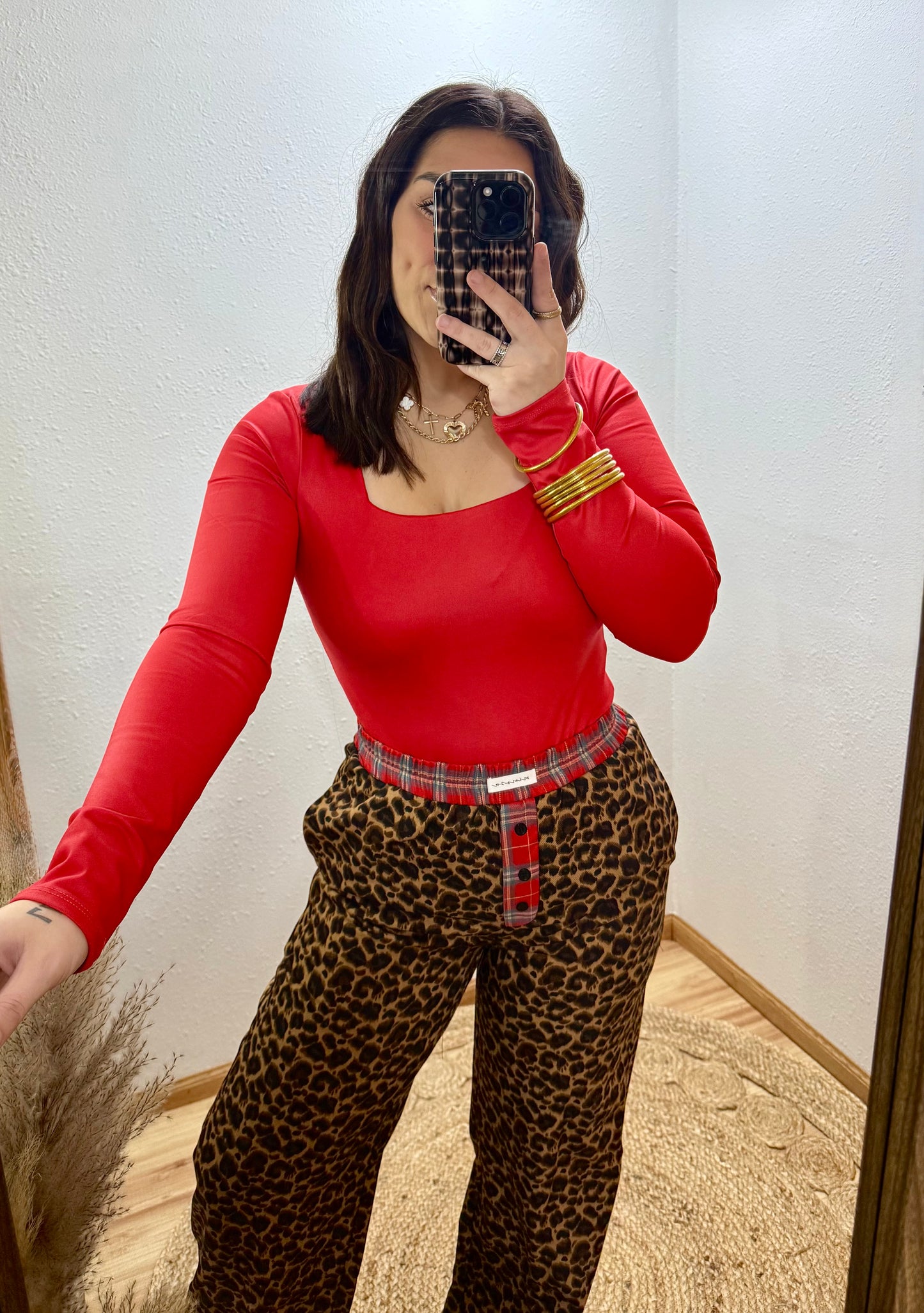 Shine On Square Neck Bodysuit : Red