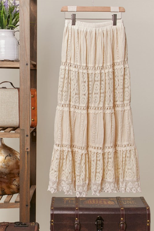 Wisteria Boho Lace Maxi Skirt