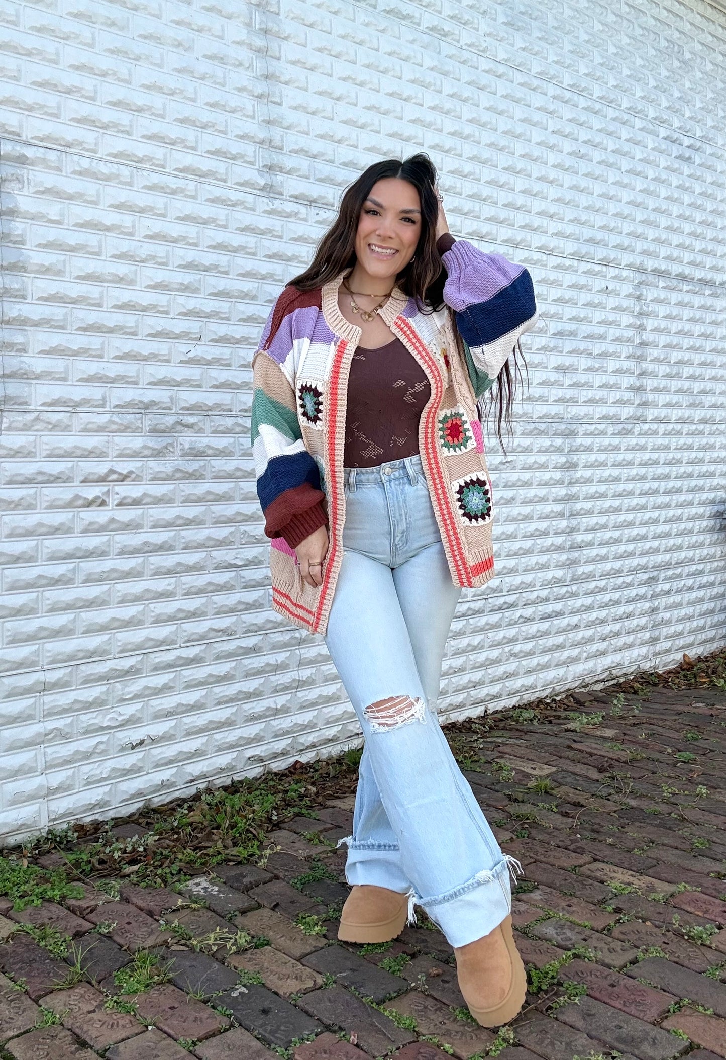 POL Granny Patch Knit Cardigan