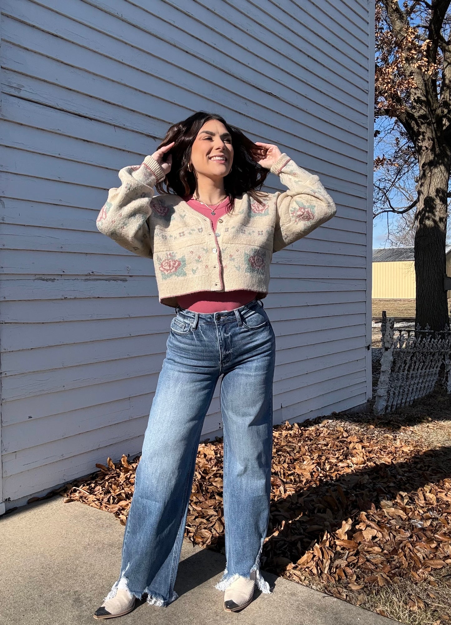 Annie Distressed Hem Denim Jeans